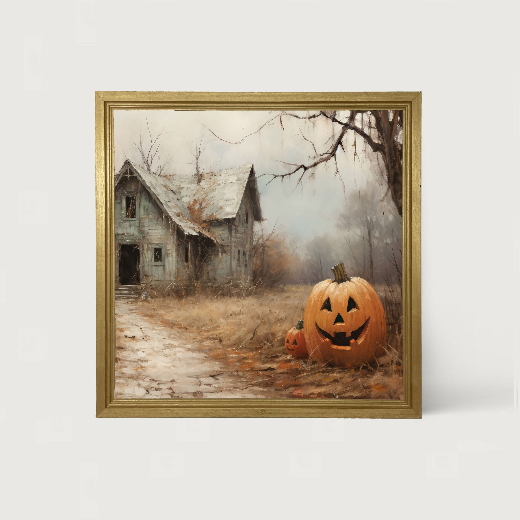 Abandoned house jackolanterns - Framed art