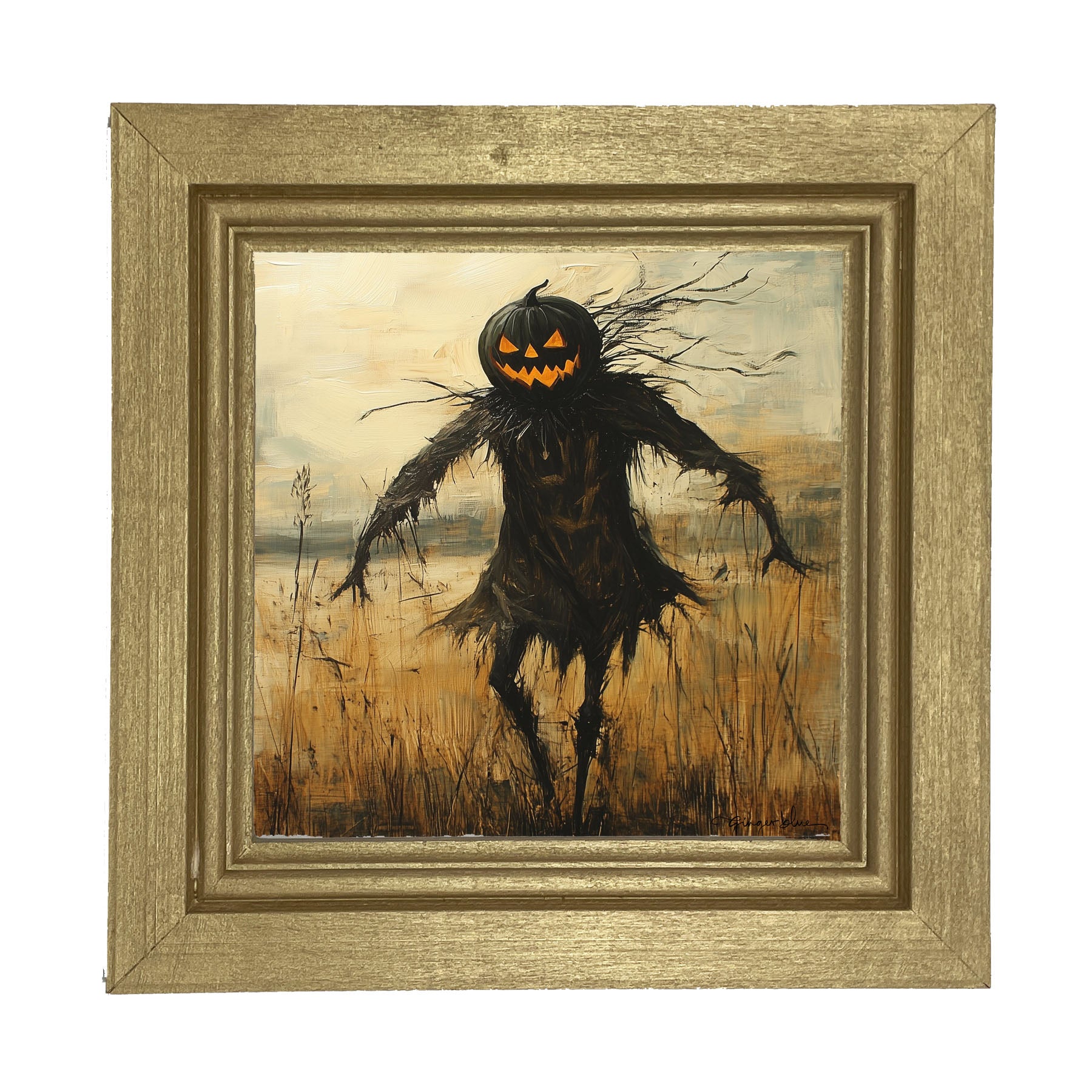 Scary Scarecrow in Field - Framed Art
