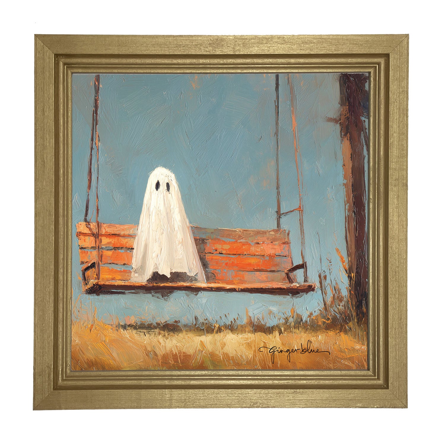 Ghost Sitting on Swing - Framed Art