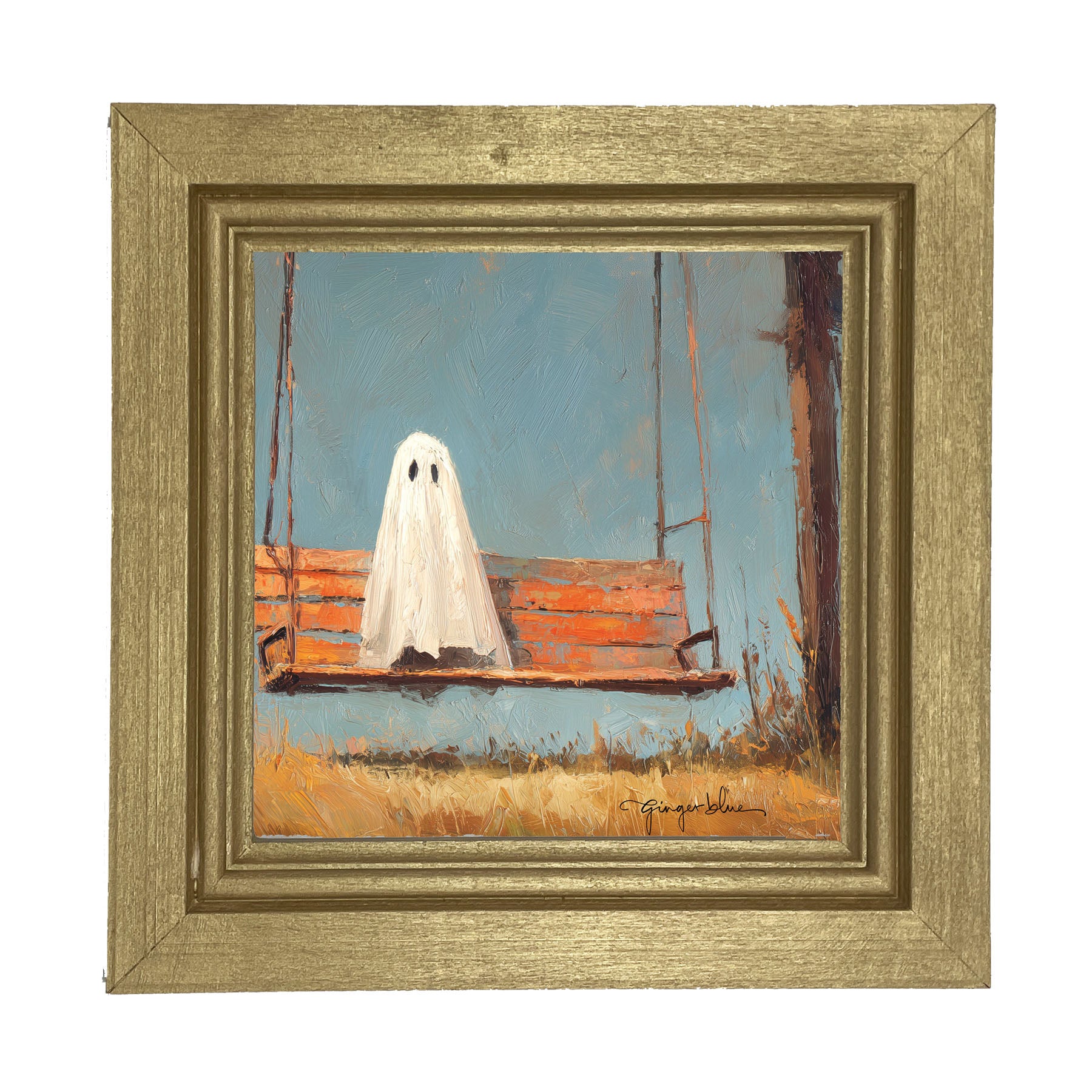 Ghost Sitting on Swing - Framed Art