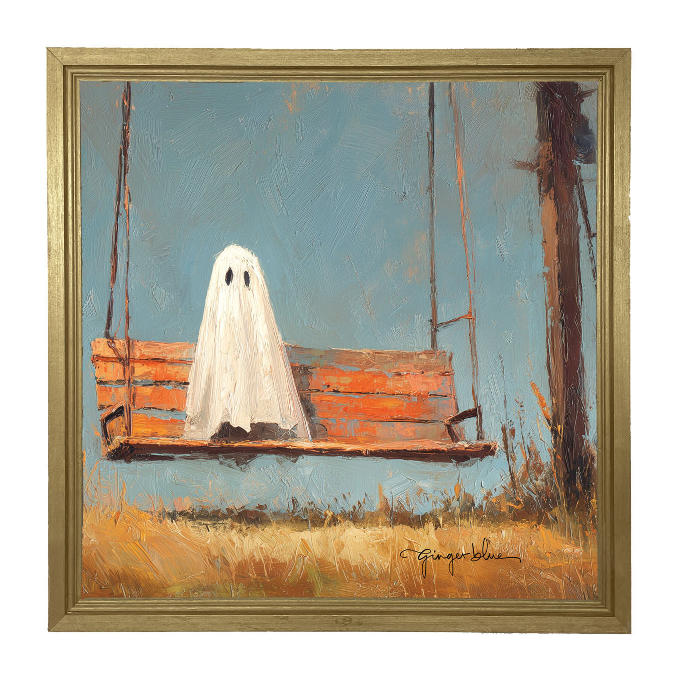 Ghost Sitting on Swing - Framed Art