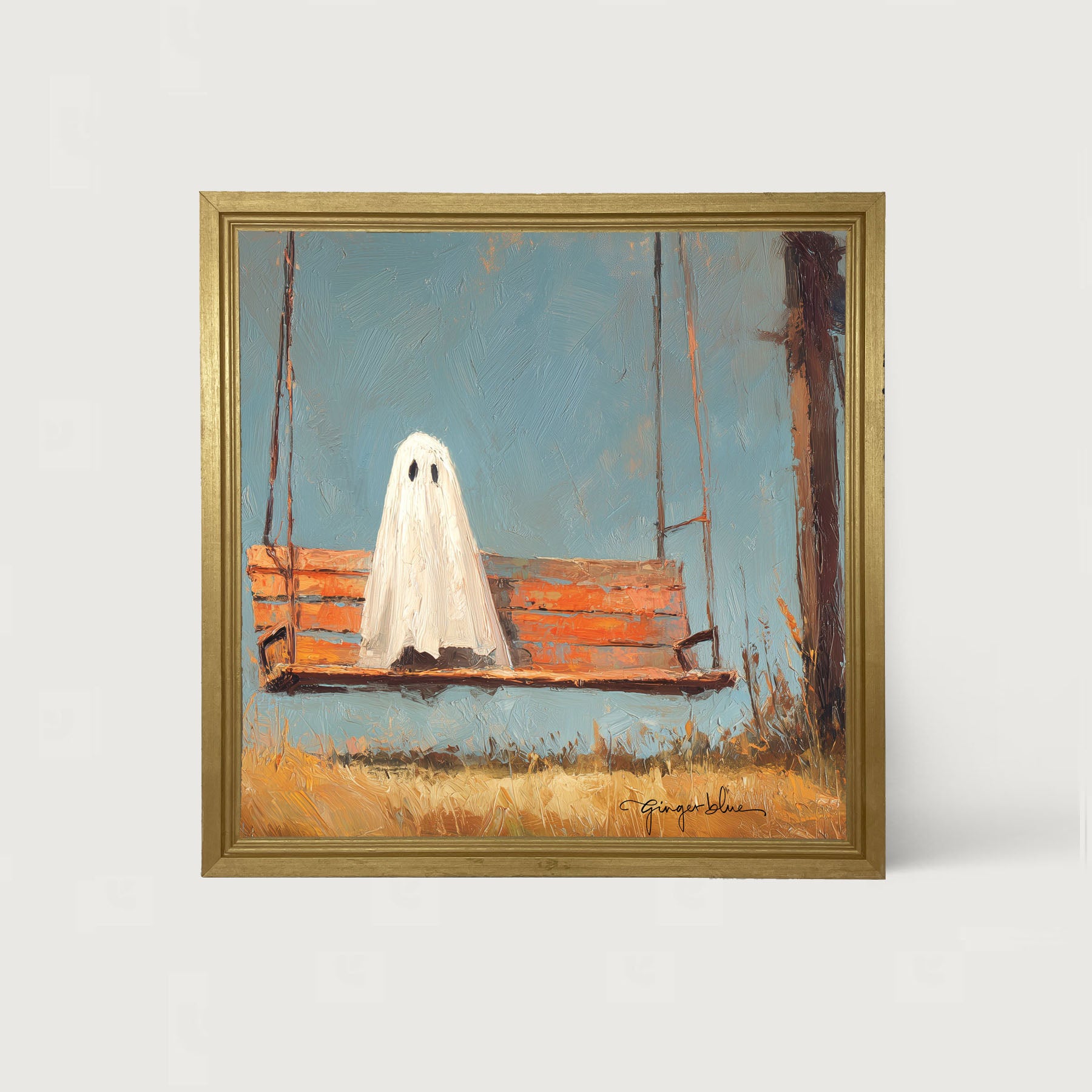 Ghost Sitting on Swing - Framed Art