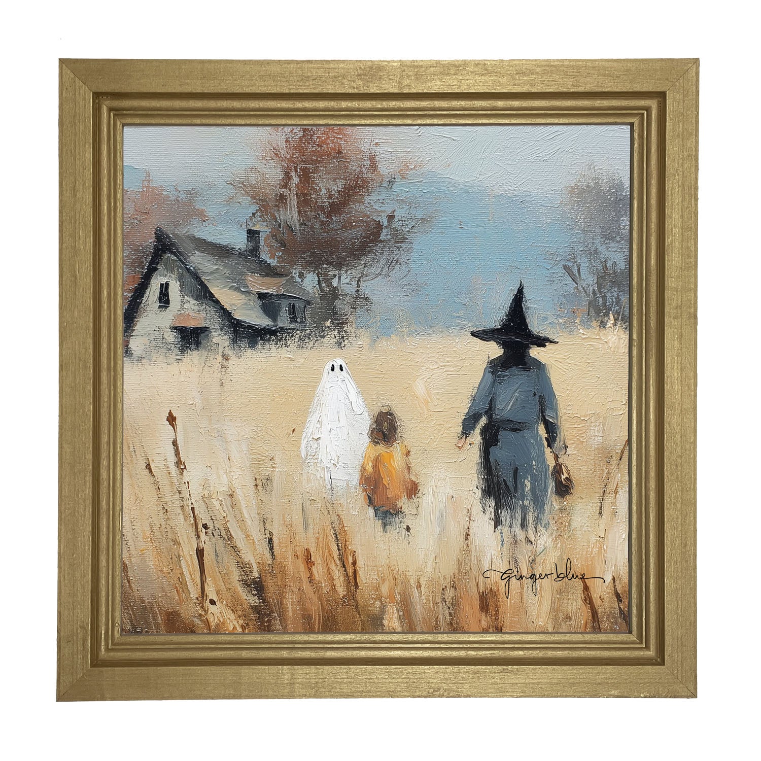 Trick or Treating in the Country - Framed Art