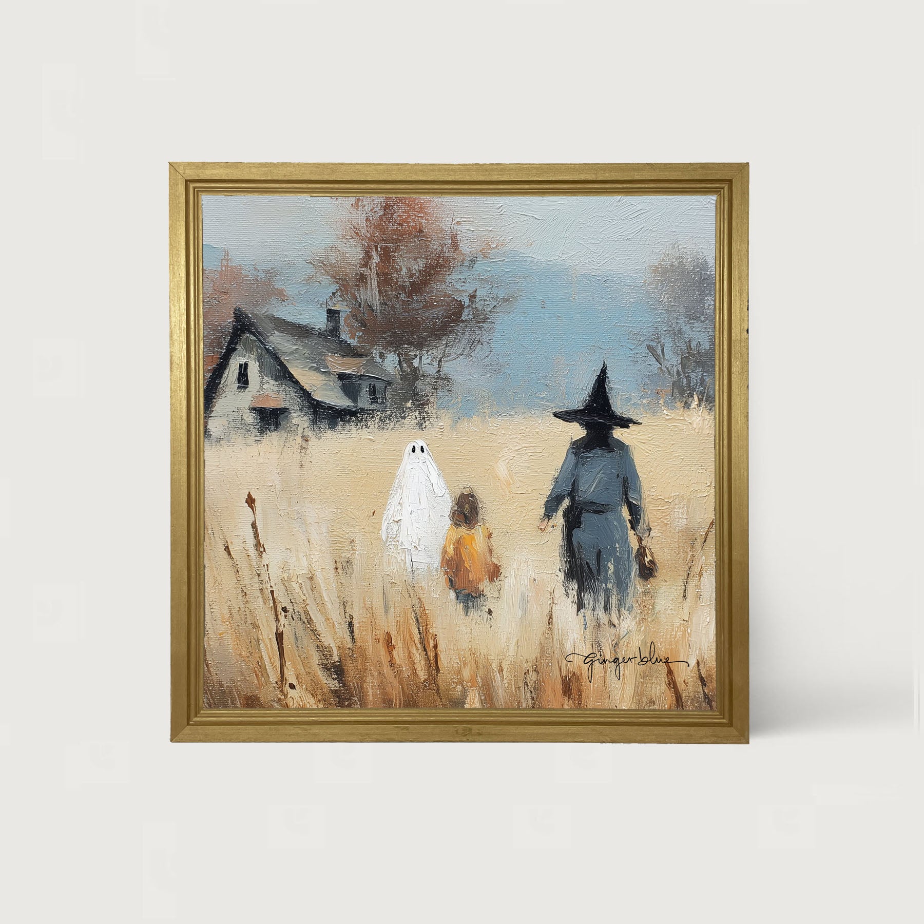Trick or Treating in the Country - Framed Art
