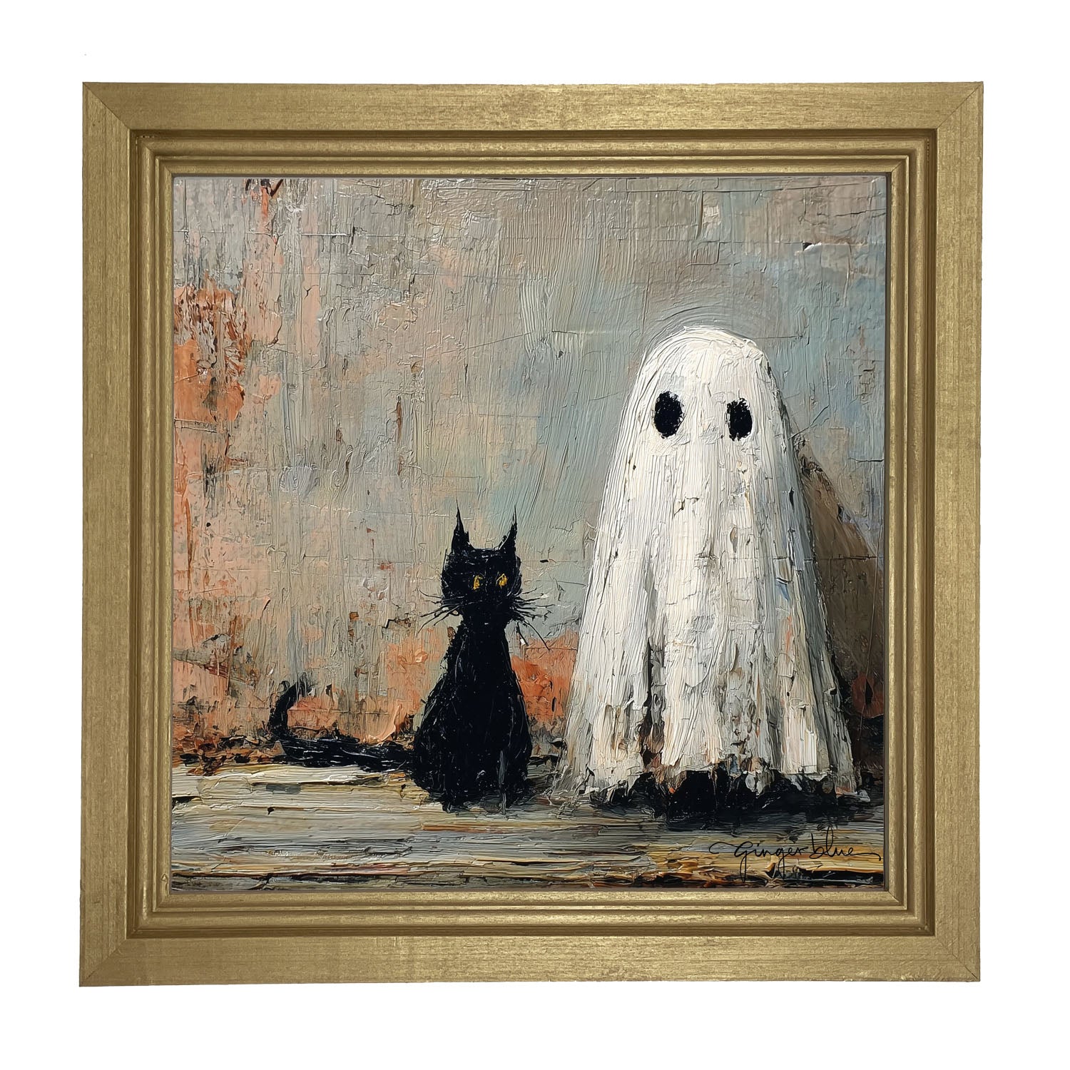 Black Cat and Ghost - Framed Art