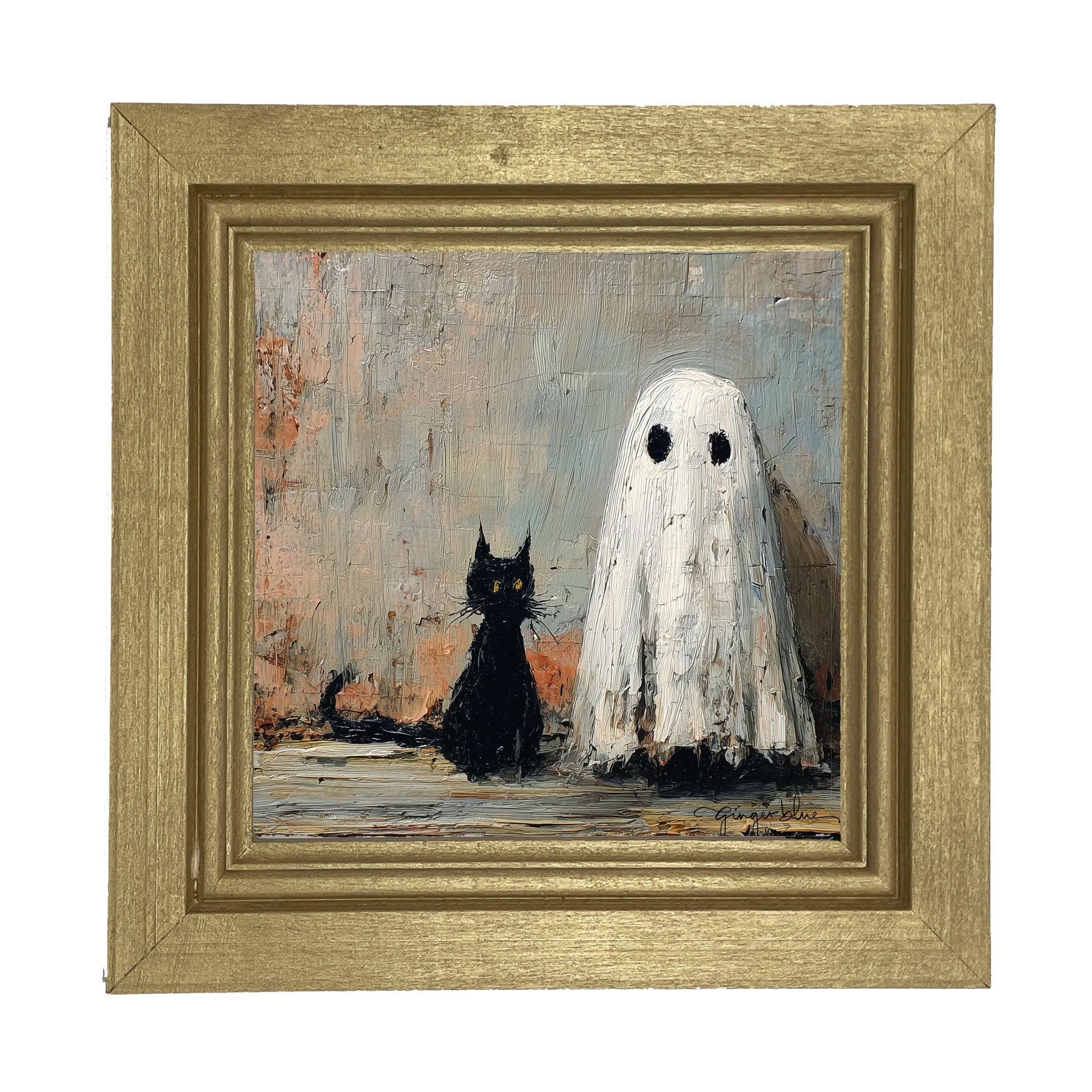 Black Cat and Ghost - Framed Art