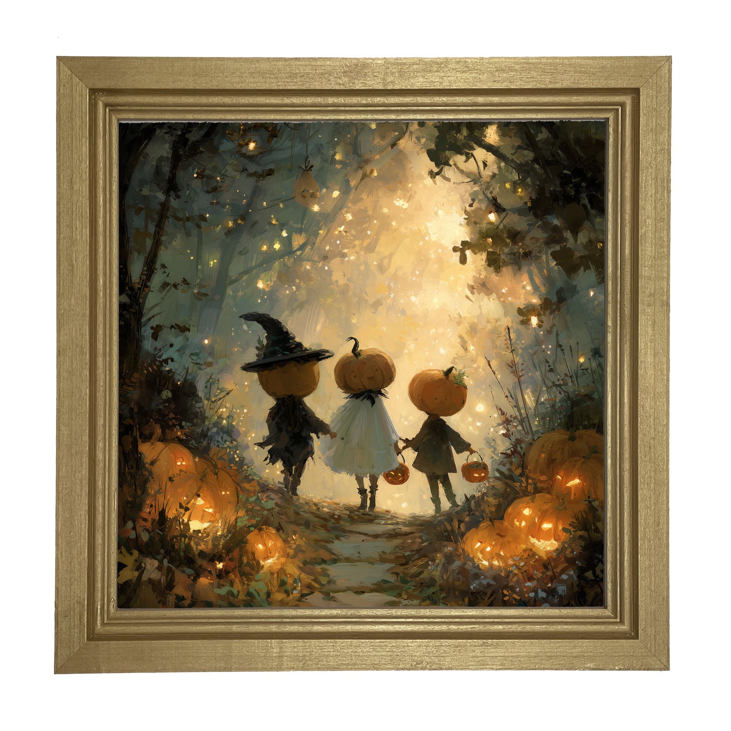 Halloween Friends - Trio of Trick or Treaters - Framed Art