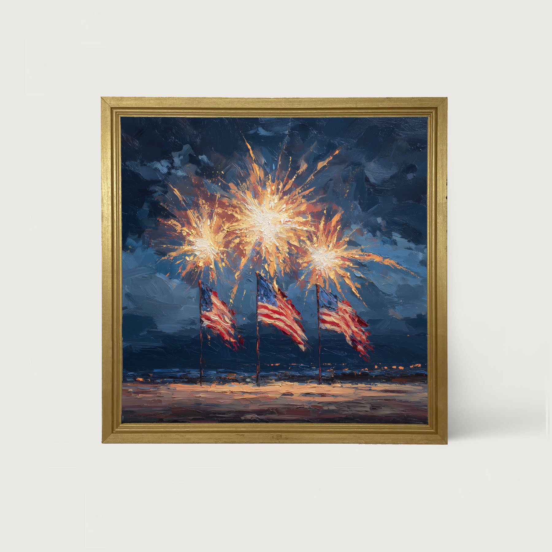 Beachside Fireworks - Framed Art