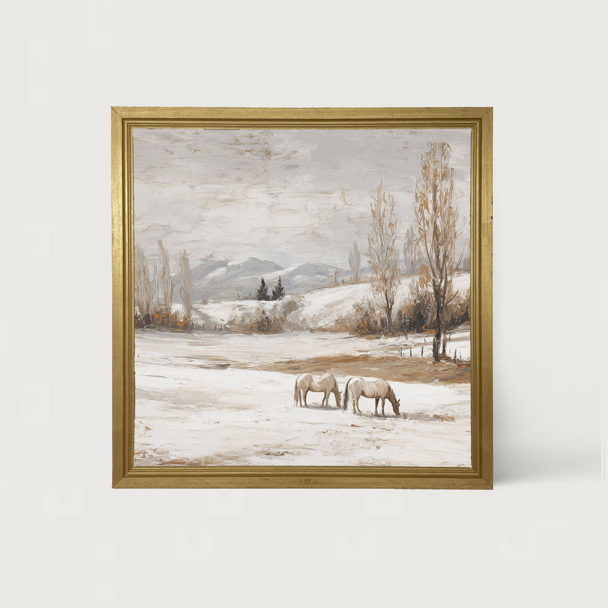 Horses in a Snowy Field