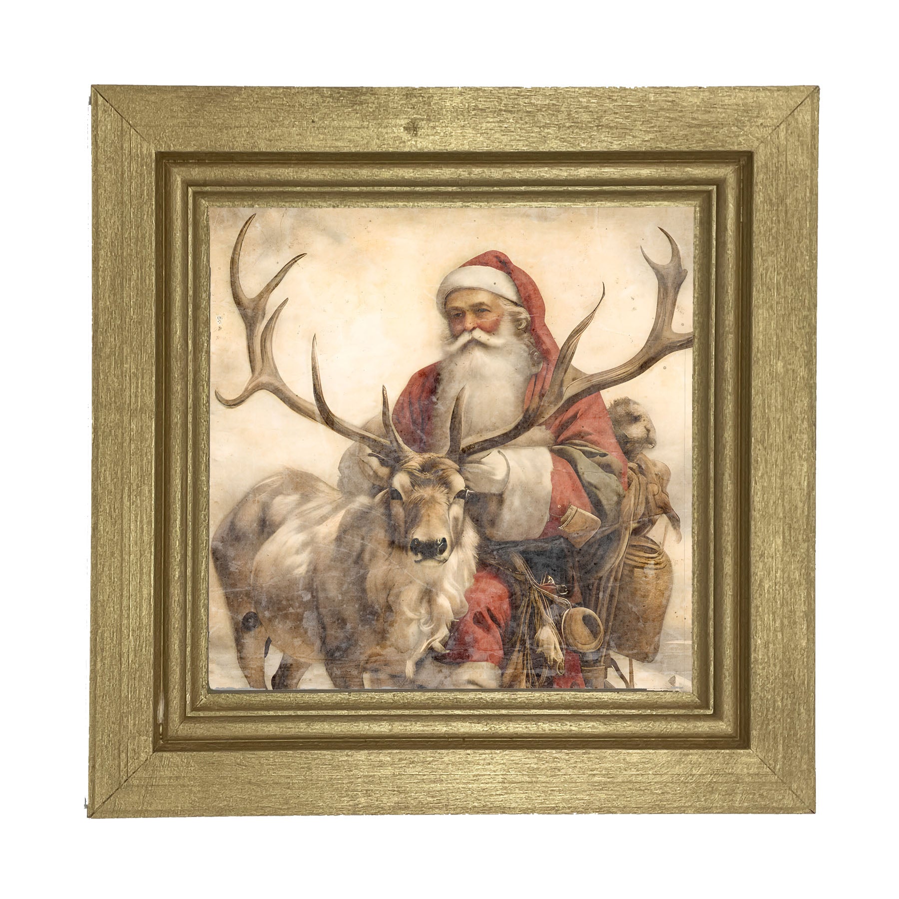 Reindeer with Santa 1 - Framed art