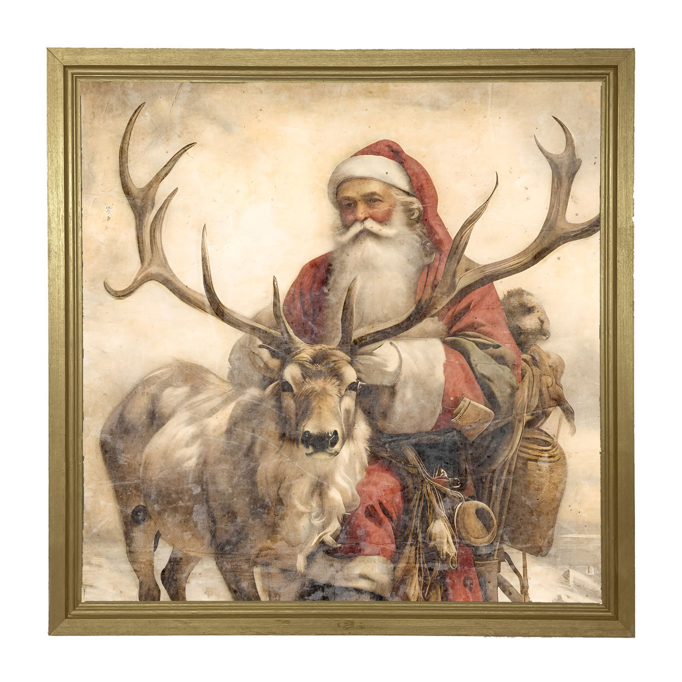 Reindeer with Santa 1 - Framed art