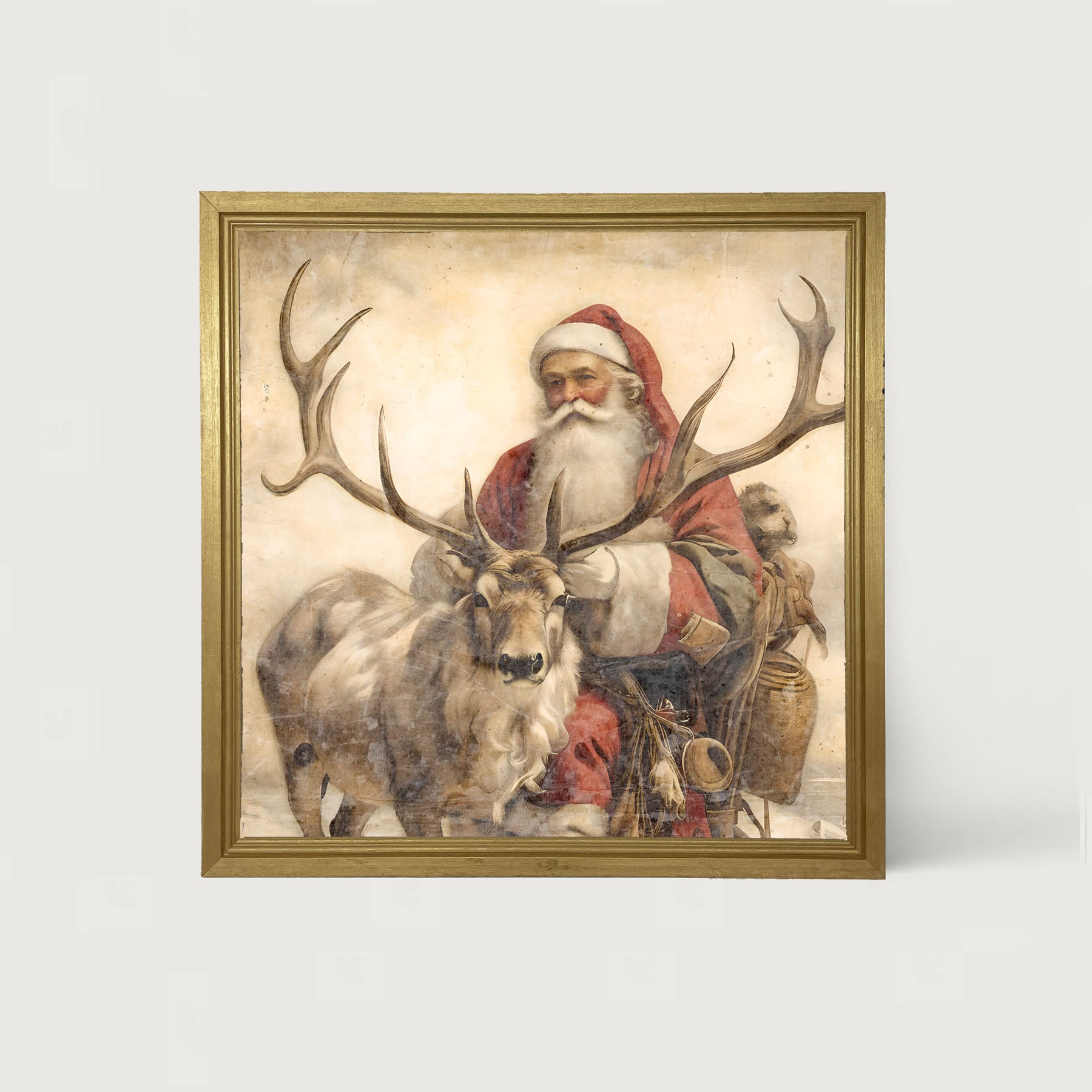 Reindeer with Santa 1 - Framed art