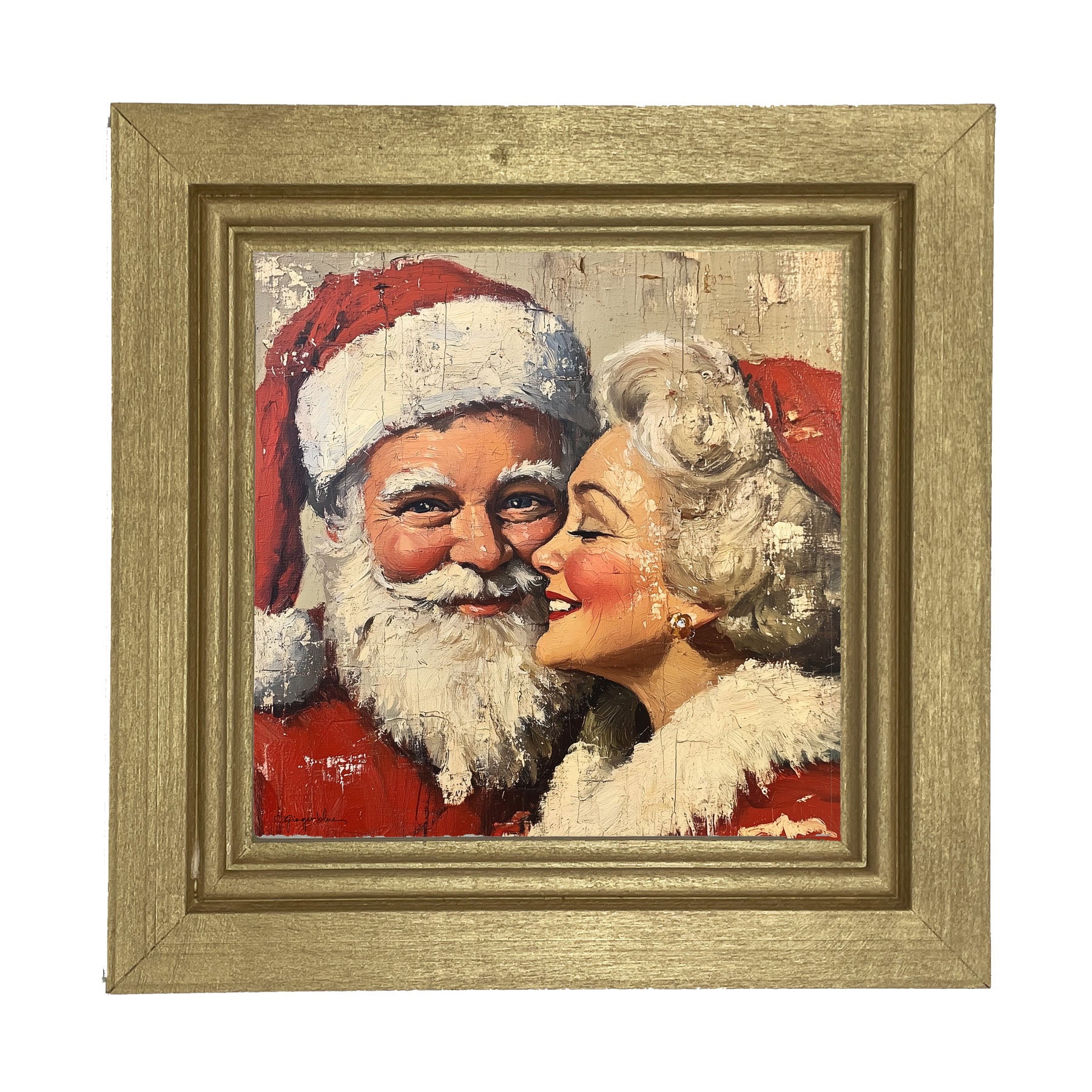 Mr. and Mrs. Claus looking Happy - Framed Art