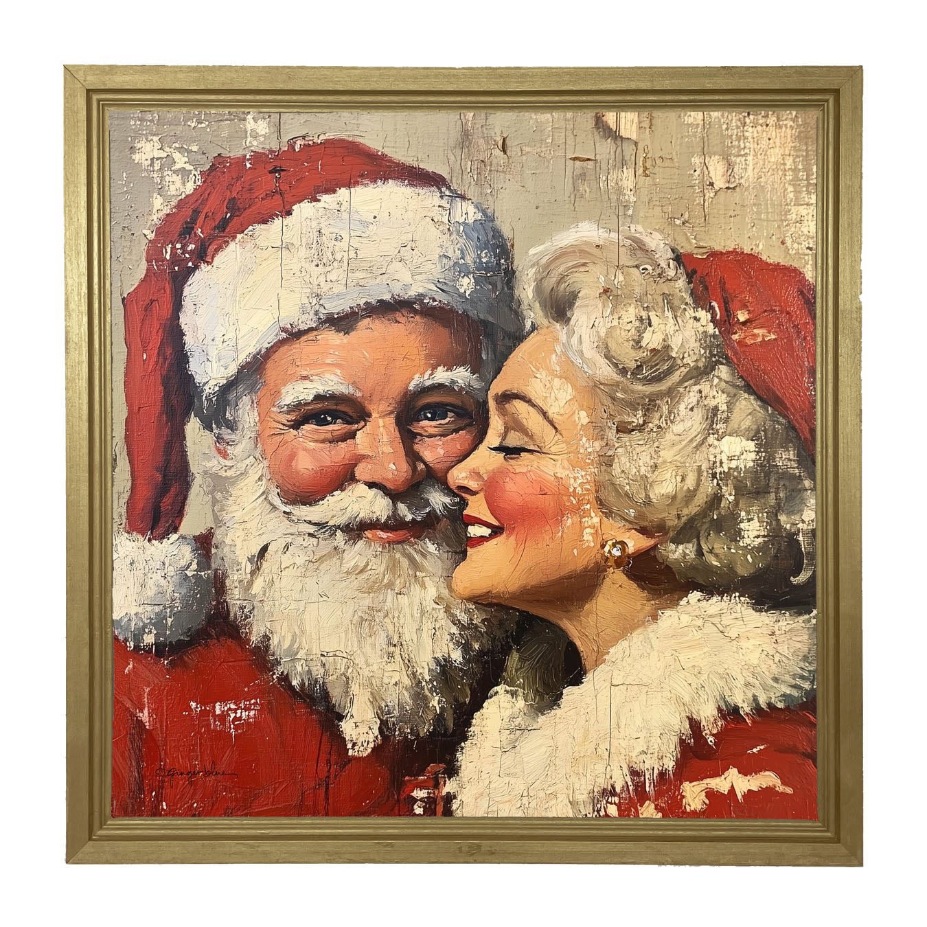 Mr. and Mrs. Claus looking Happy - Framed Art