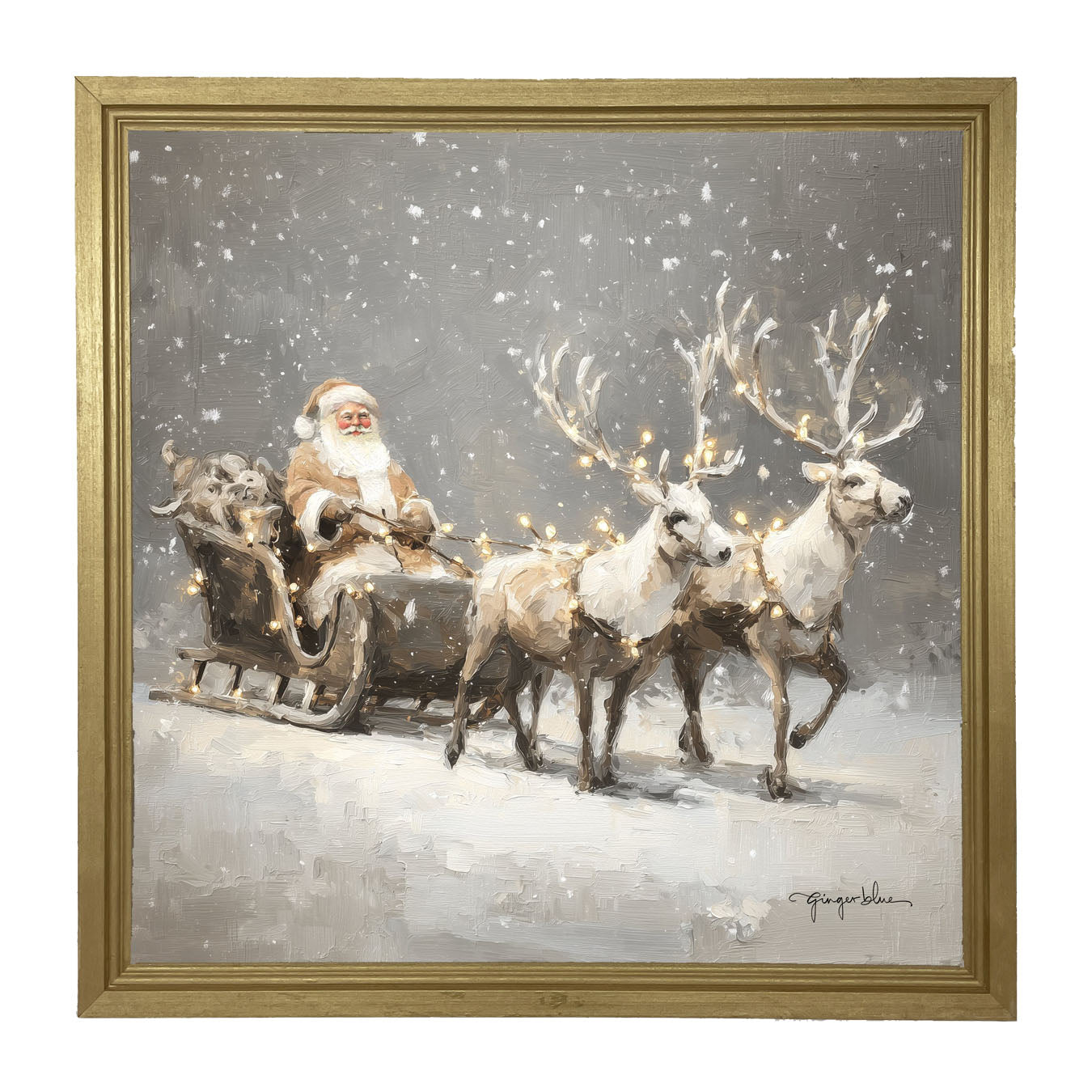 Christmas Lights on Sleigh - Framed Art