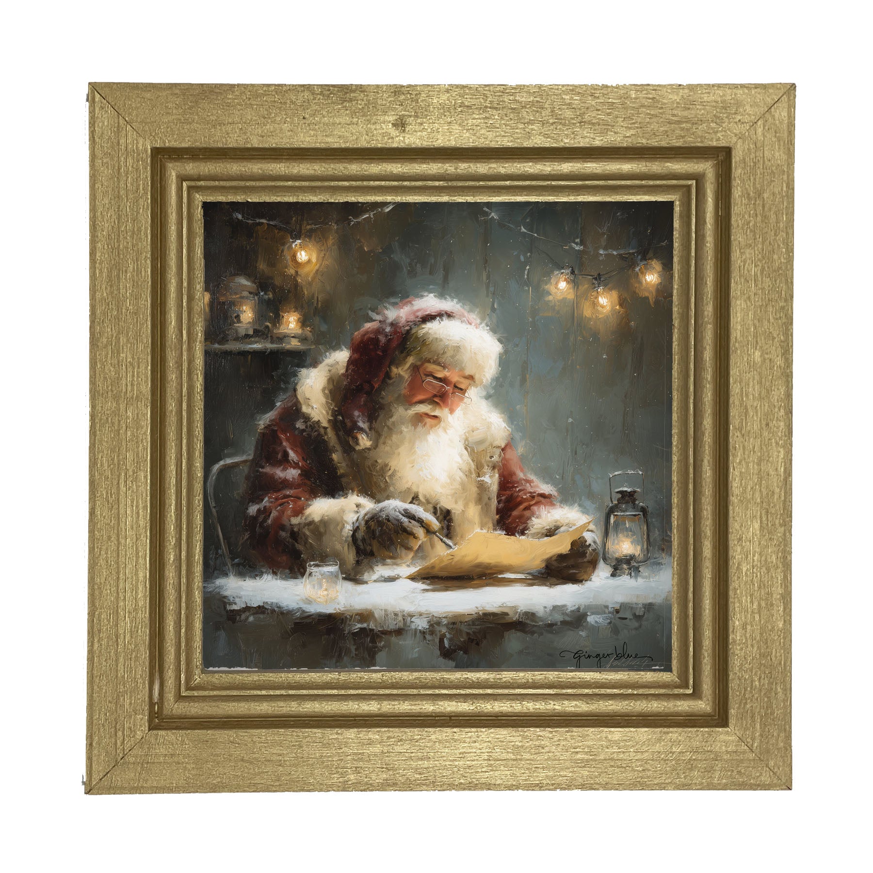 Santa Making his List - Framed Art