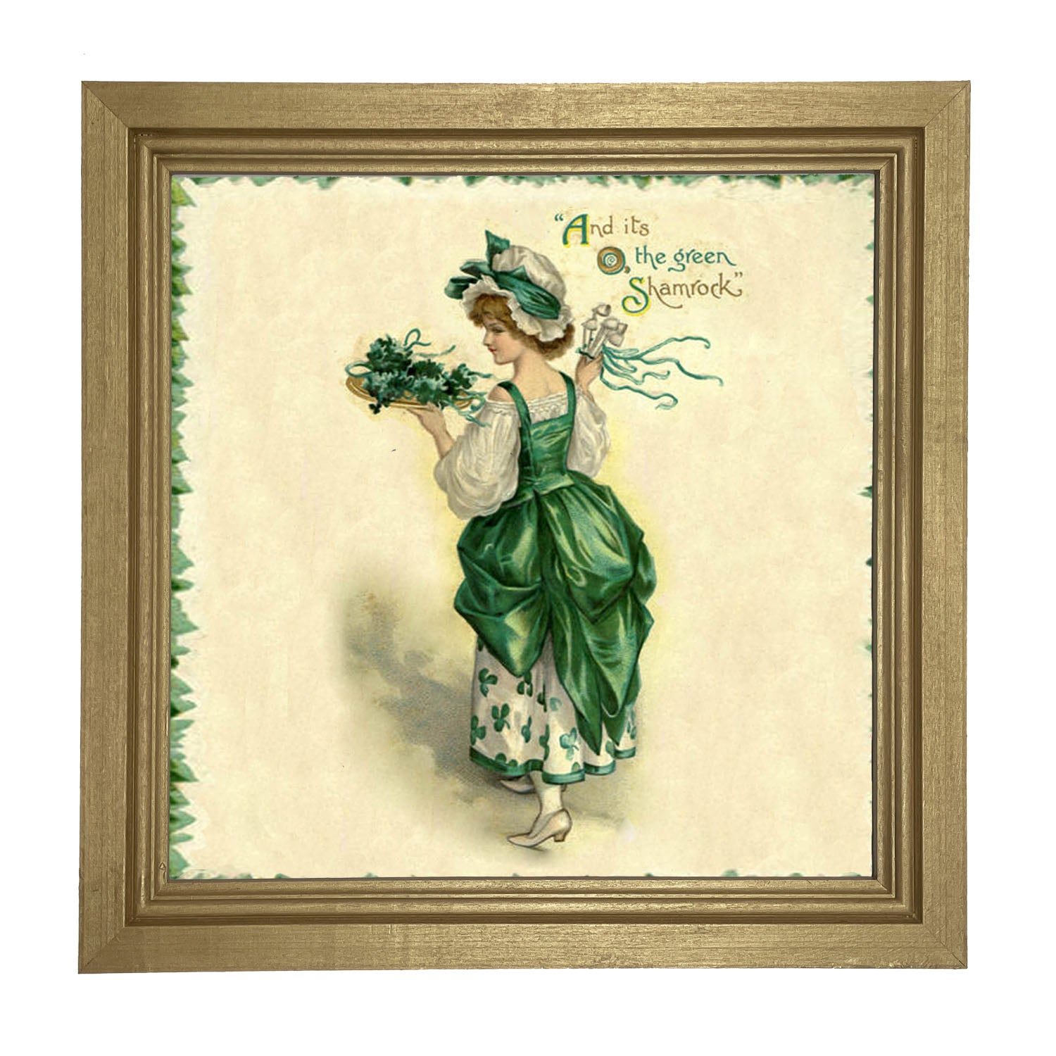 St. Patrick's Day Lady with Tray - Framed art