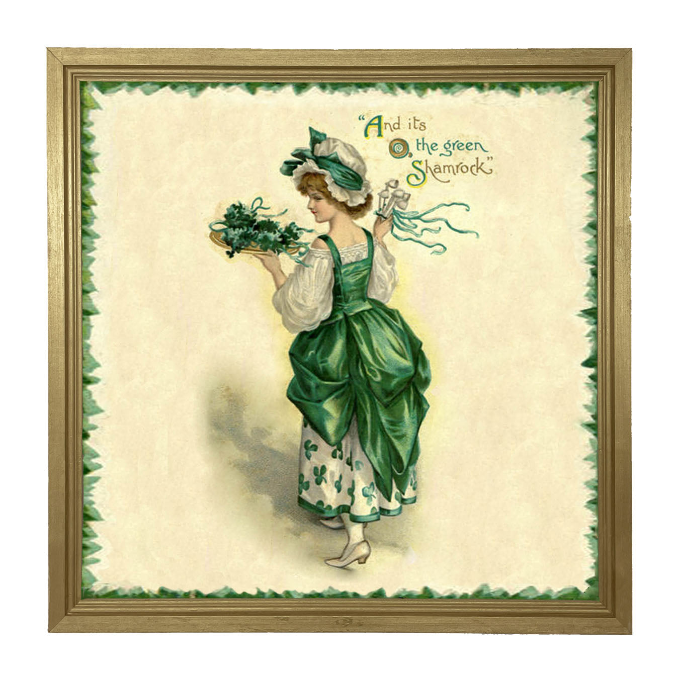 St. Patrick's Day Lady with Tray - Framed art