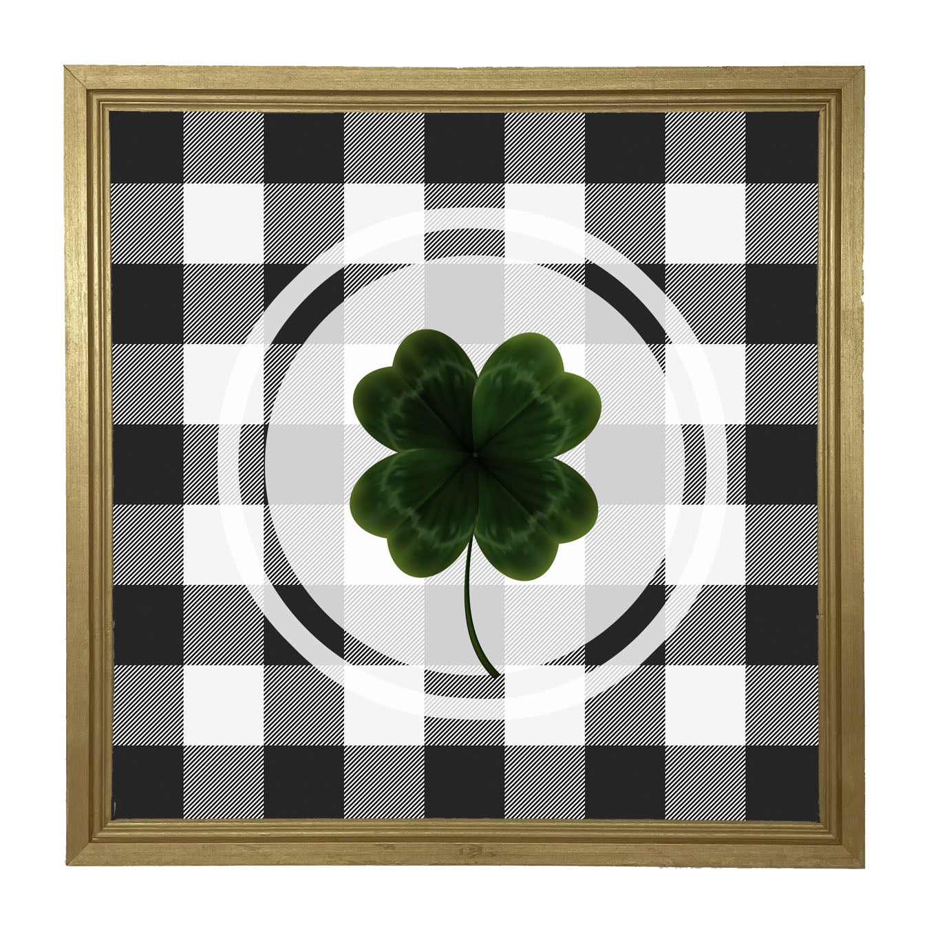 Four Leaf Clover on Buffalo Check - Framed art