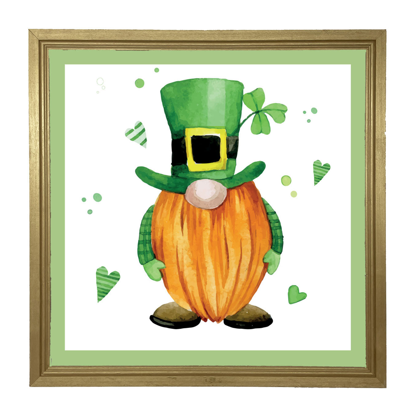 St. Patrick Gnome With Top Hat - Framed art