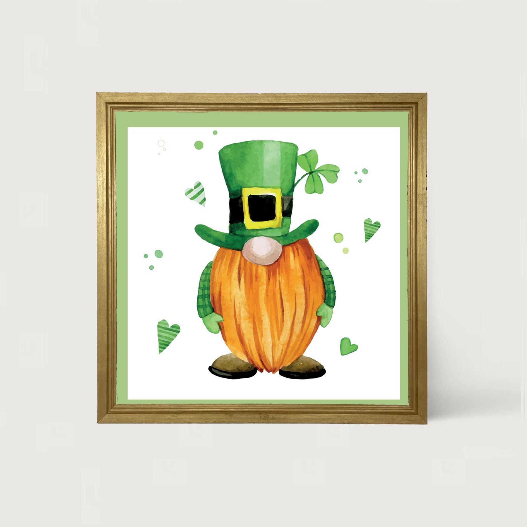 St. Patrick Gnome With Top Hat - Framed art
