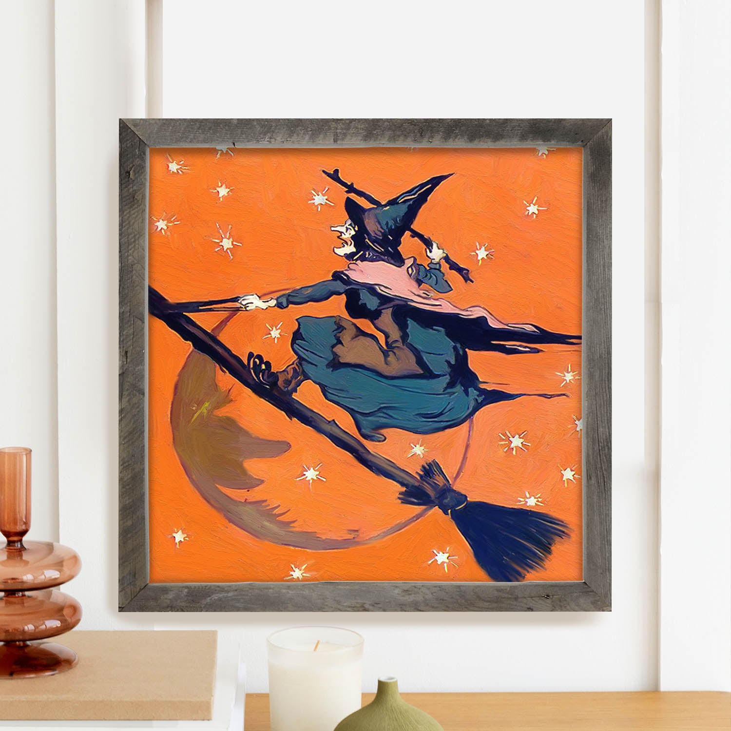 Vintage Witch on a Broom