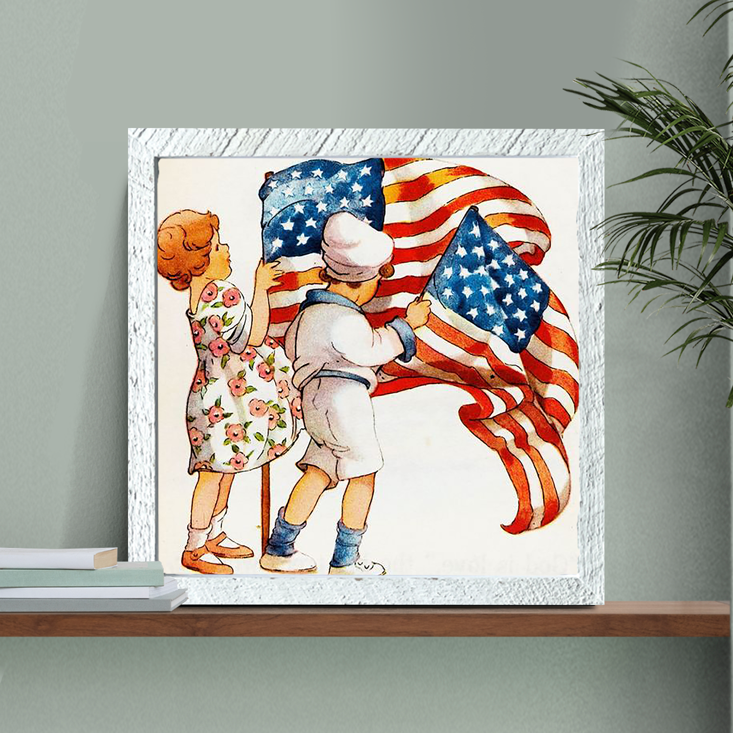Vintage Kids with Flags