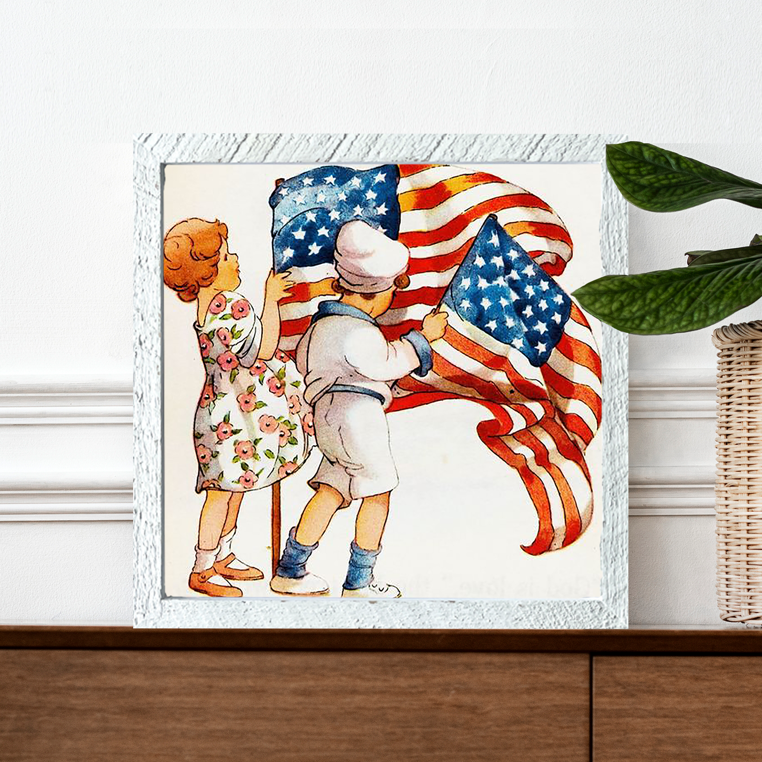 Vintage Kids with Flags