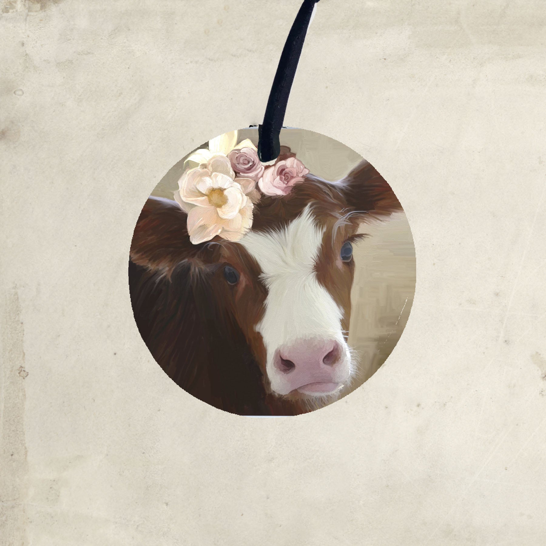 Baby cow with Flowers - Ornament
