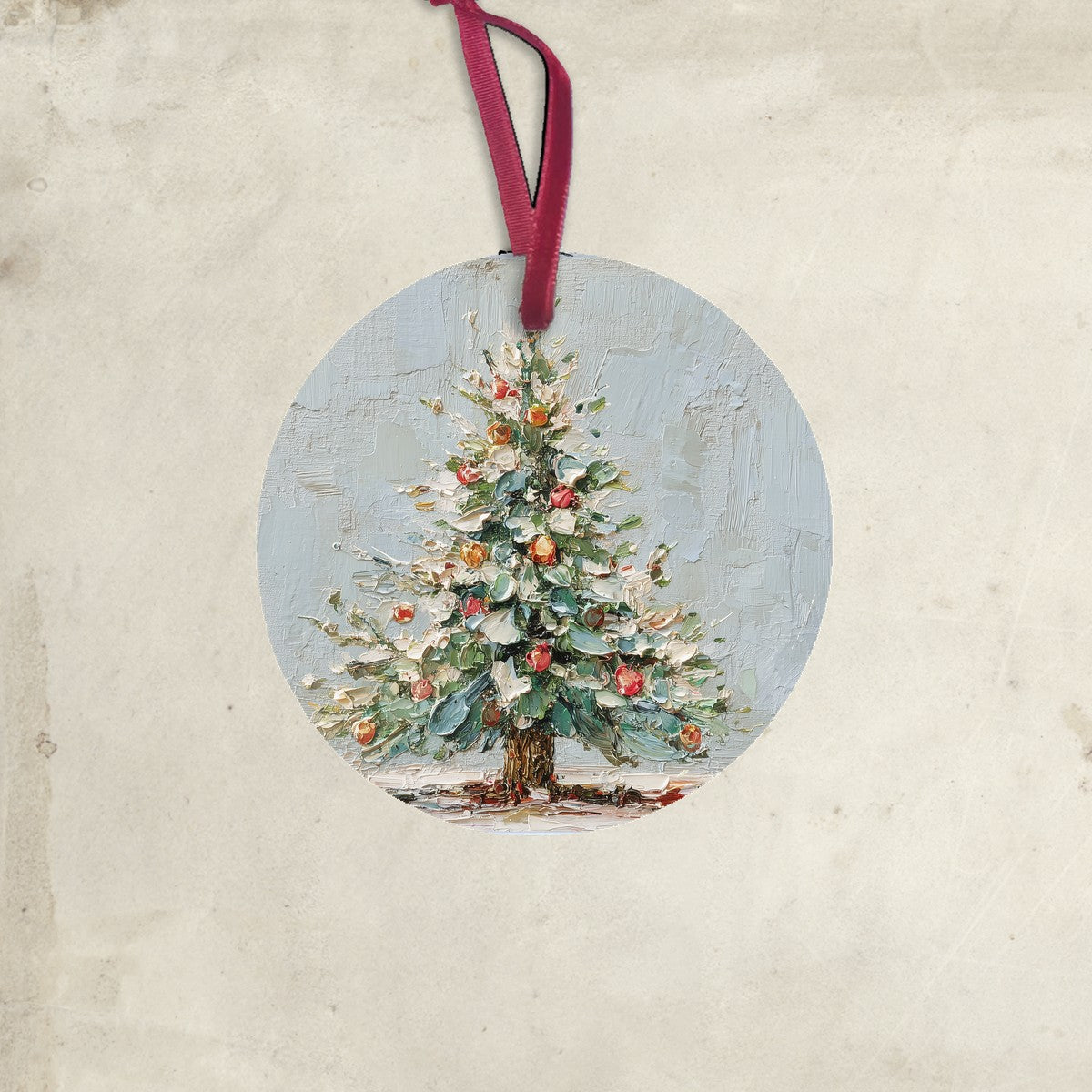 Blue Background Christmas Tree - Ornament