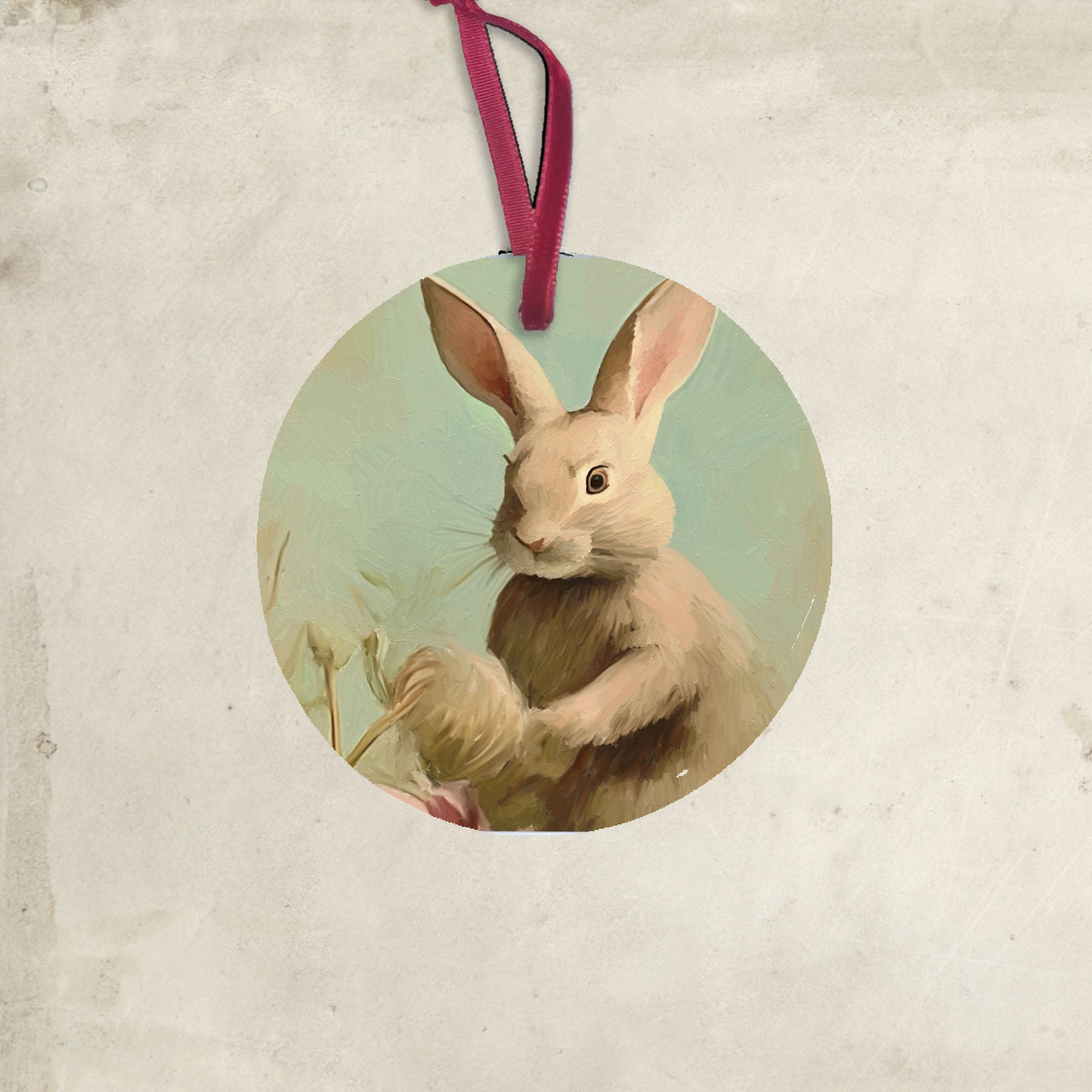 Pastel bunny in field - Ornament