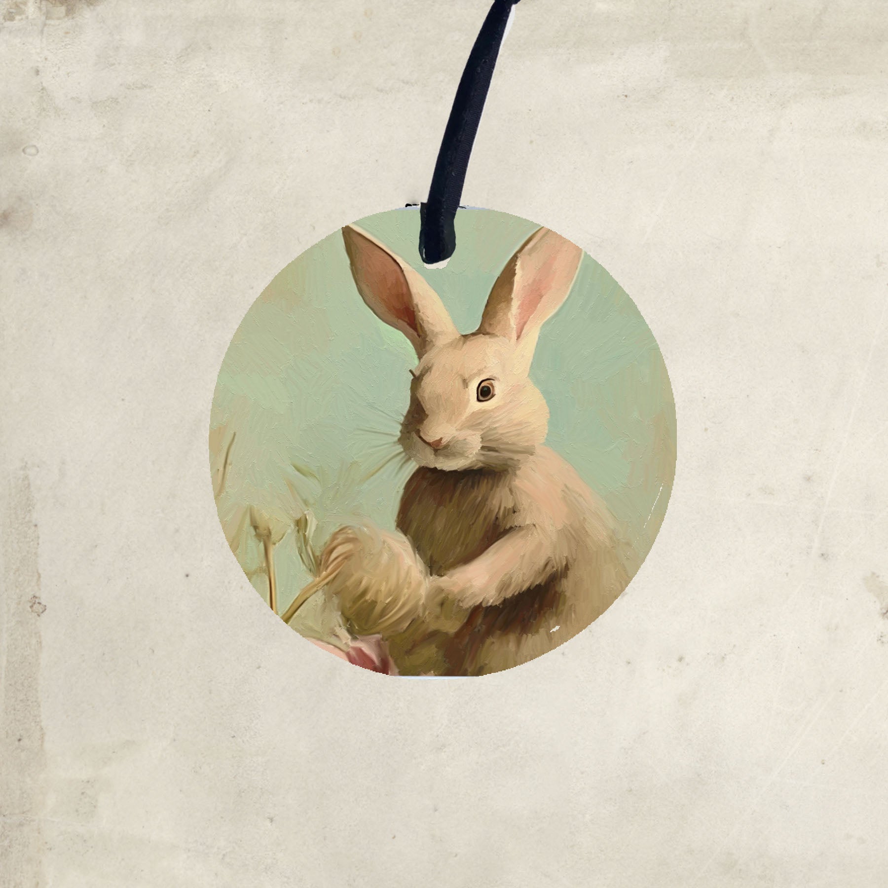 Pastel bunny in field - Ornament