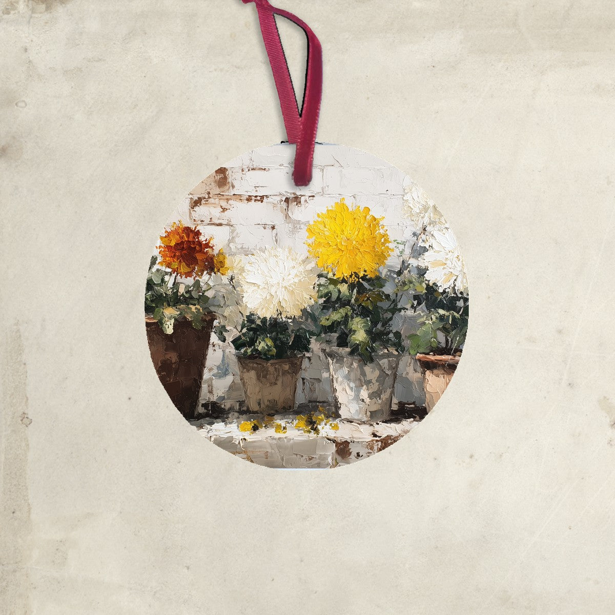 Floral Still Life - Orange and Yellow Mums - Ornament