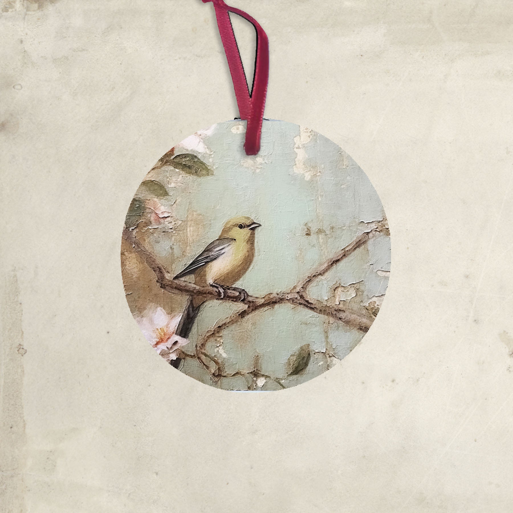 Yellow bird on branch - Ornament