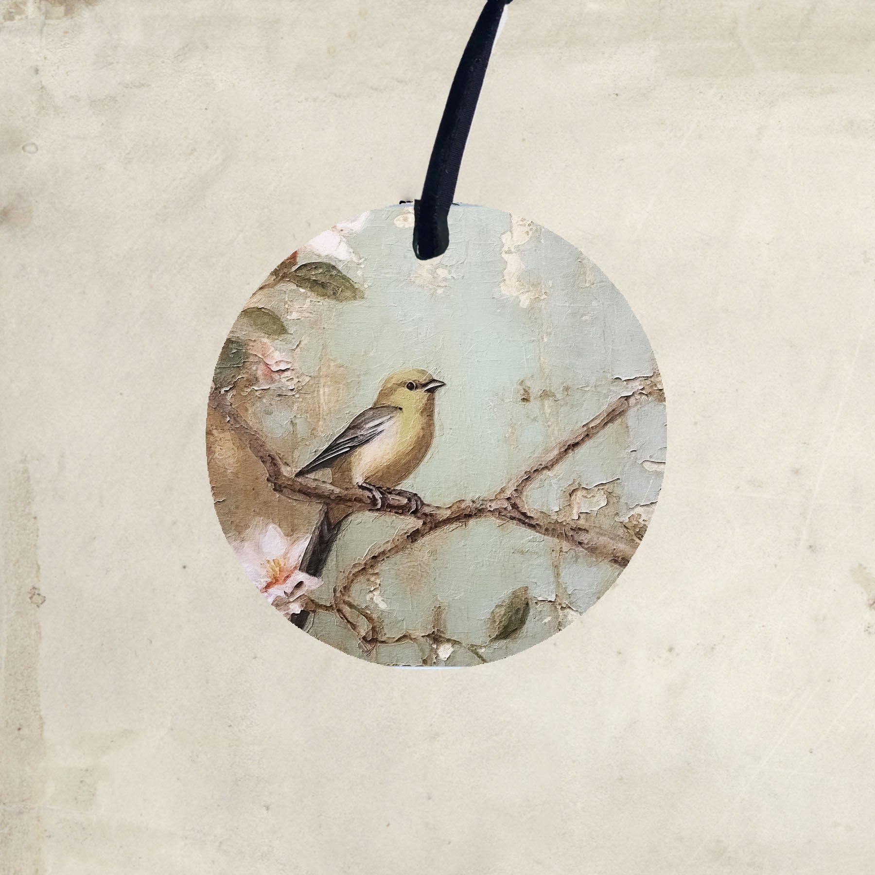 Yellow bird on branch - Ornament