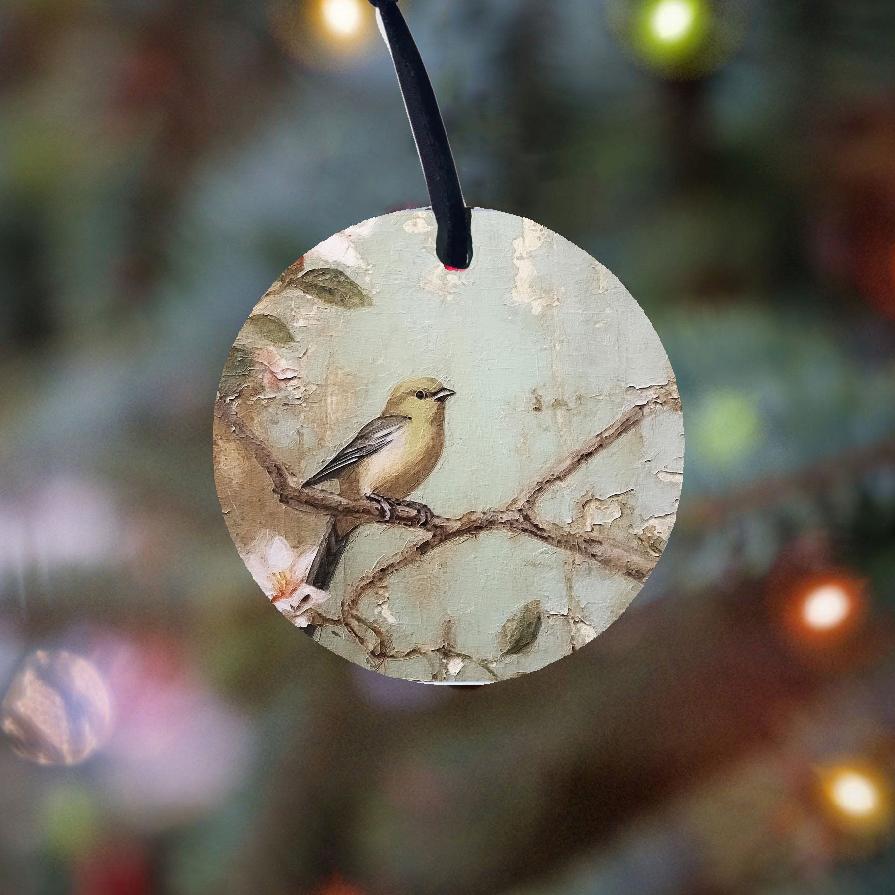 Yellow bird on branch - Ornament