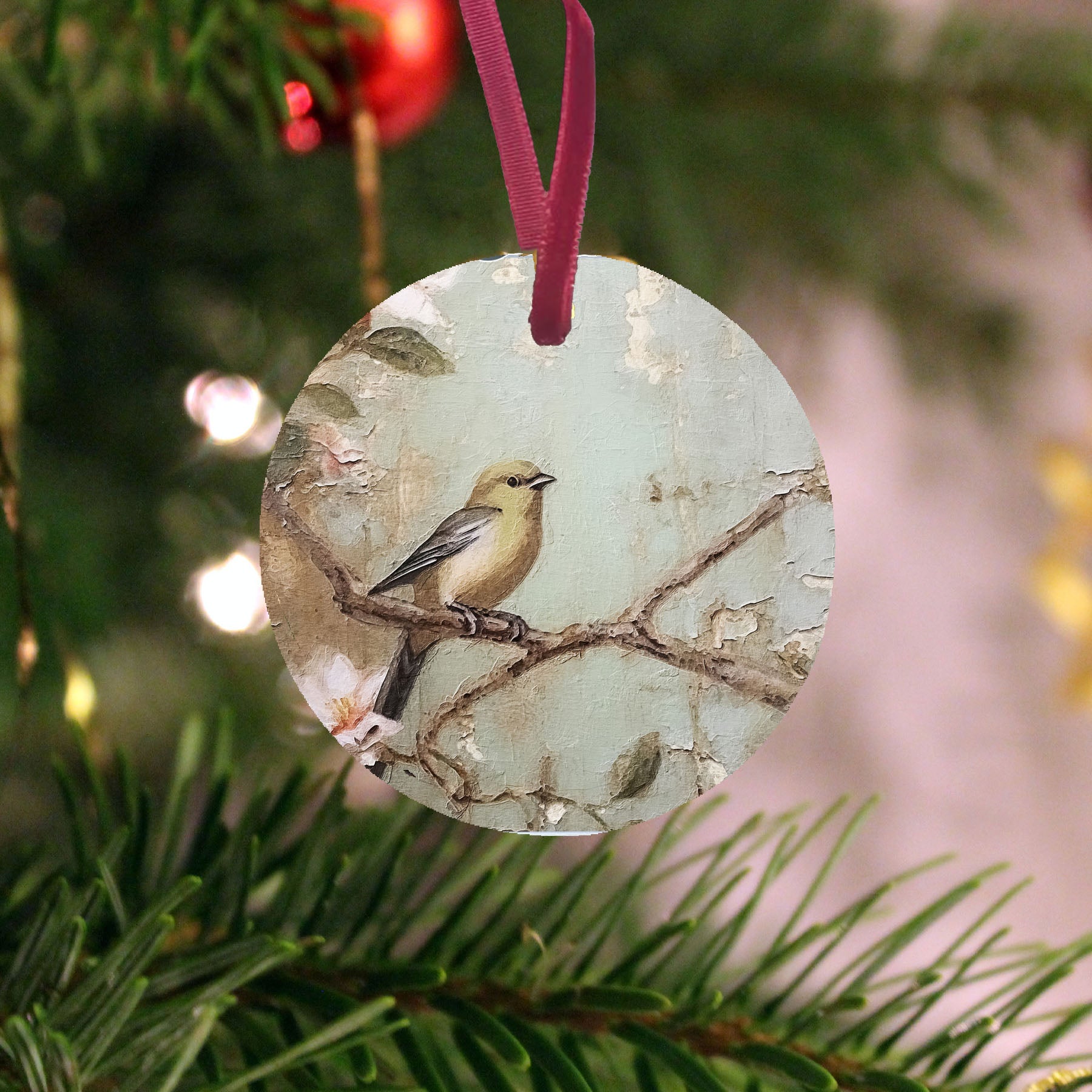 Yellow bird on branch - Ornament