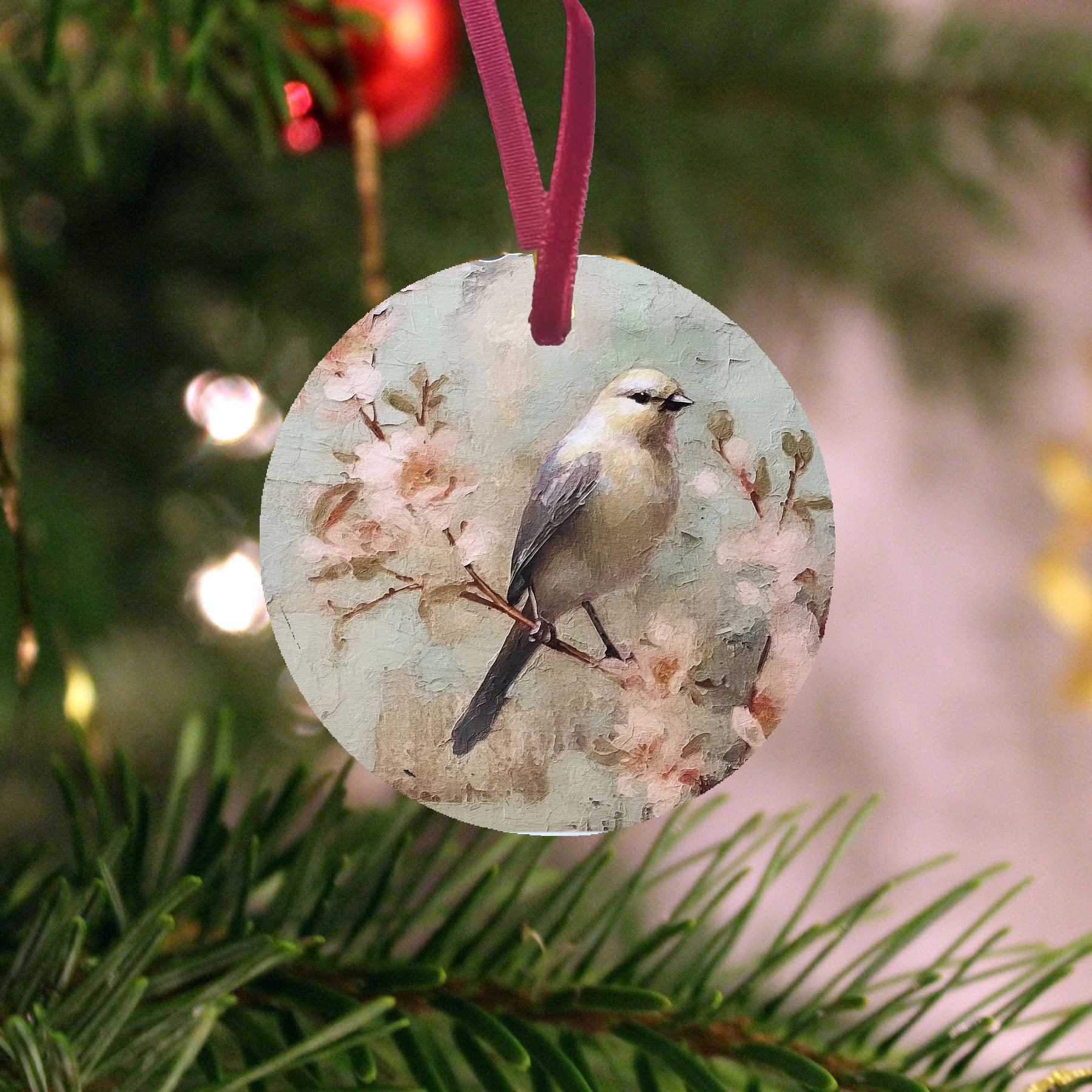 Yellow bird with blue wings - Ornament