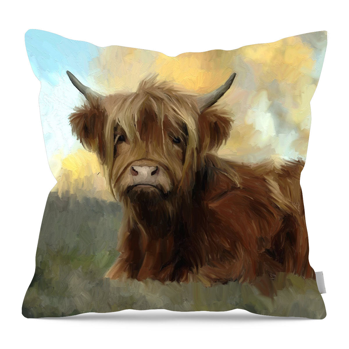 Springtime Highland cow - pillow