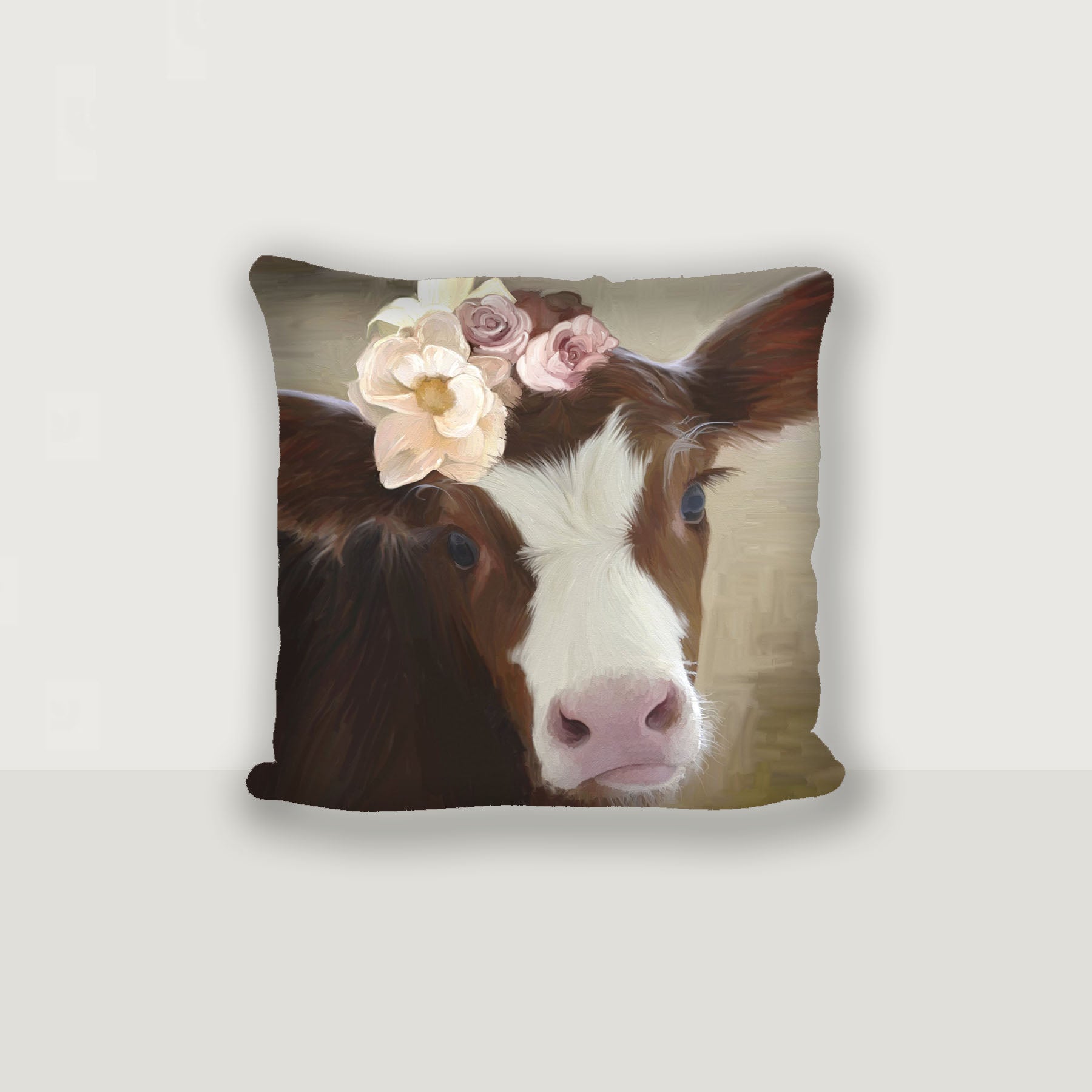 Baby cow with Flowers - Pillow