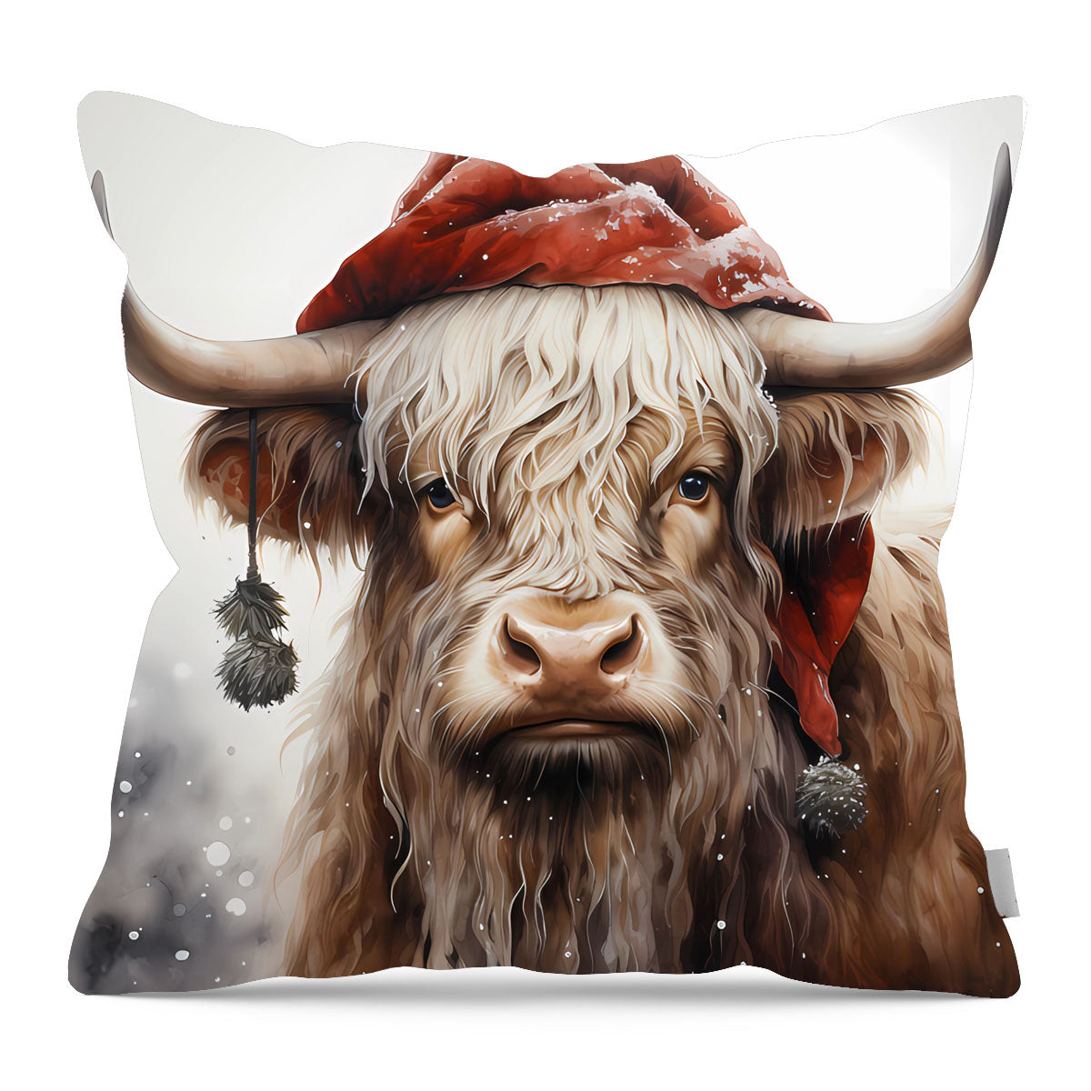 Highland cow with Santa hat - Pillow