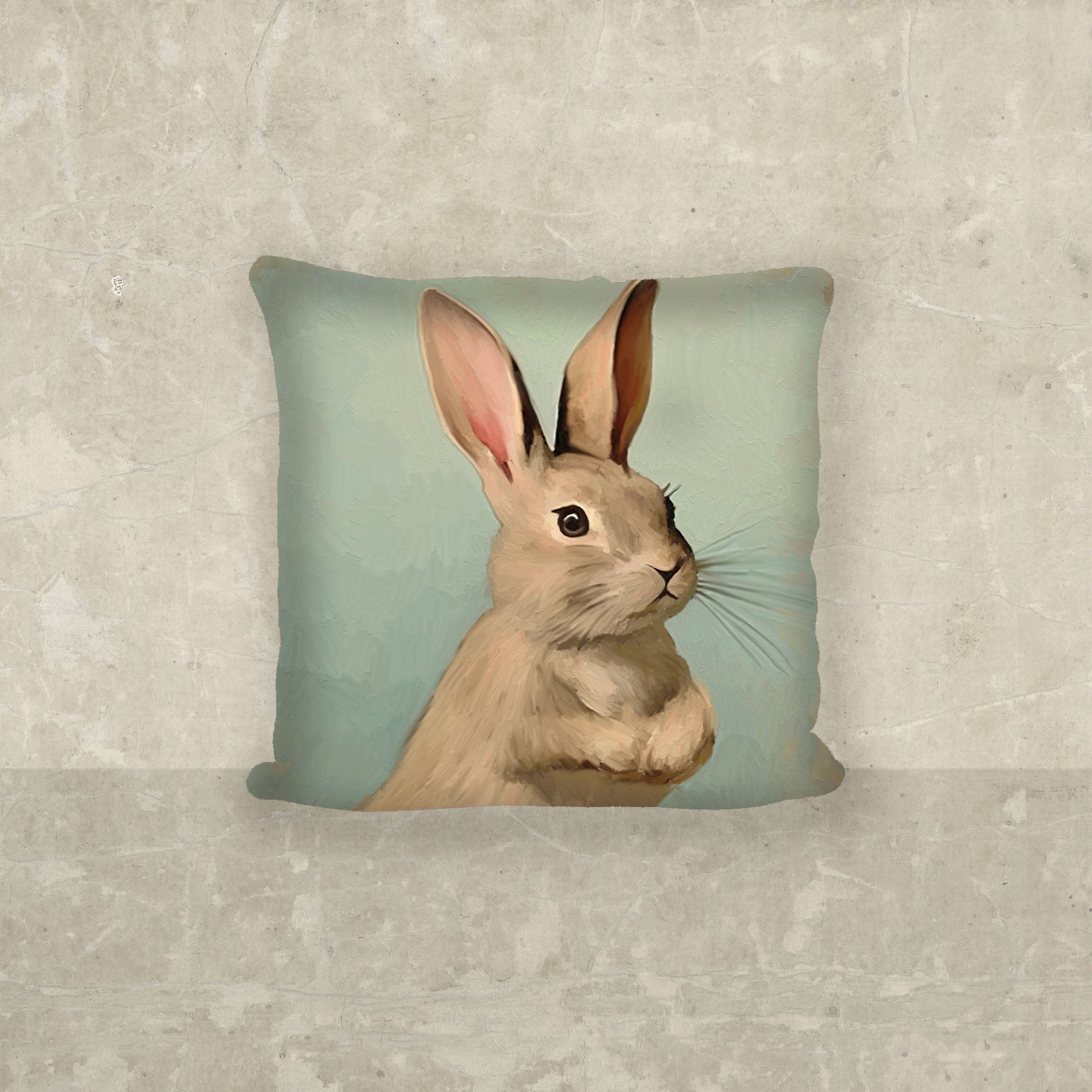Pastel bunny with vase - Pillow