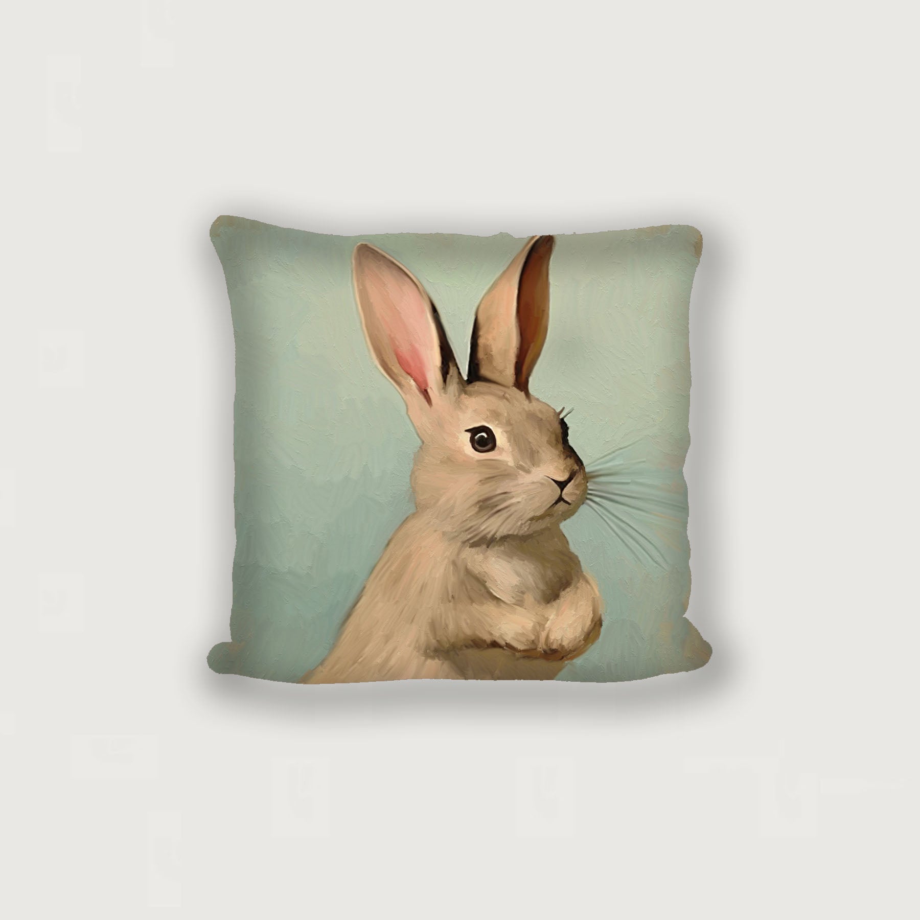 Pastel bunny with vase - Pillow