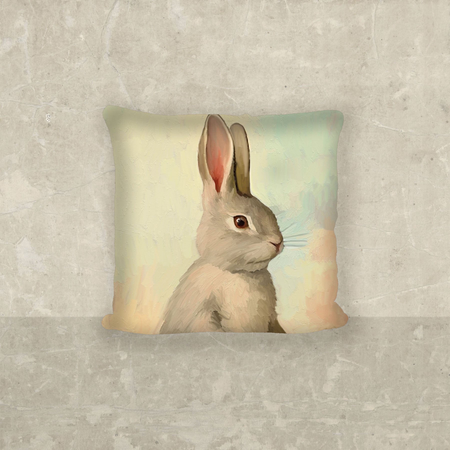 Pastel bunny posing - Pillow