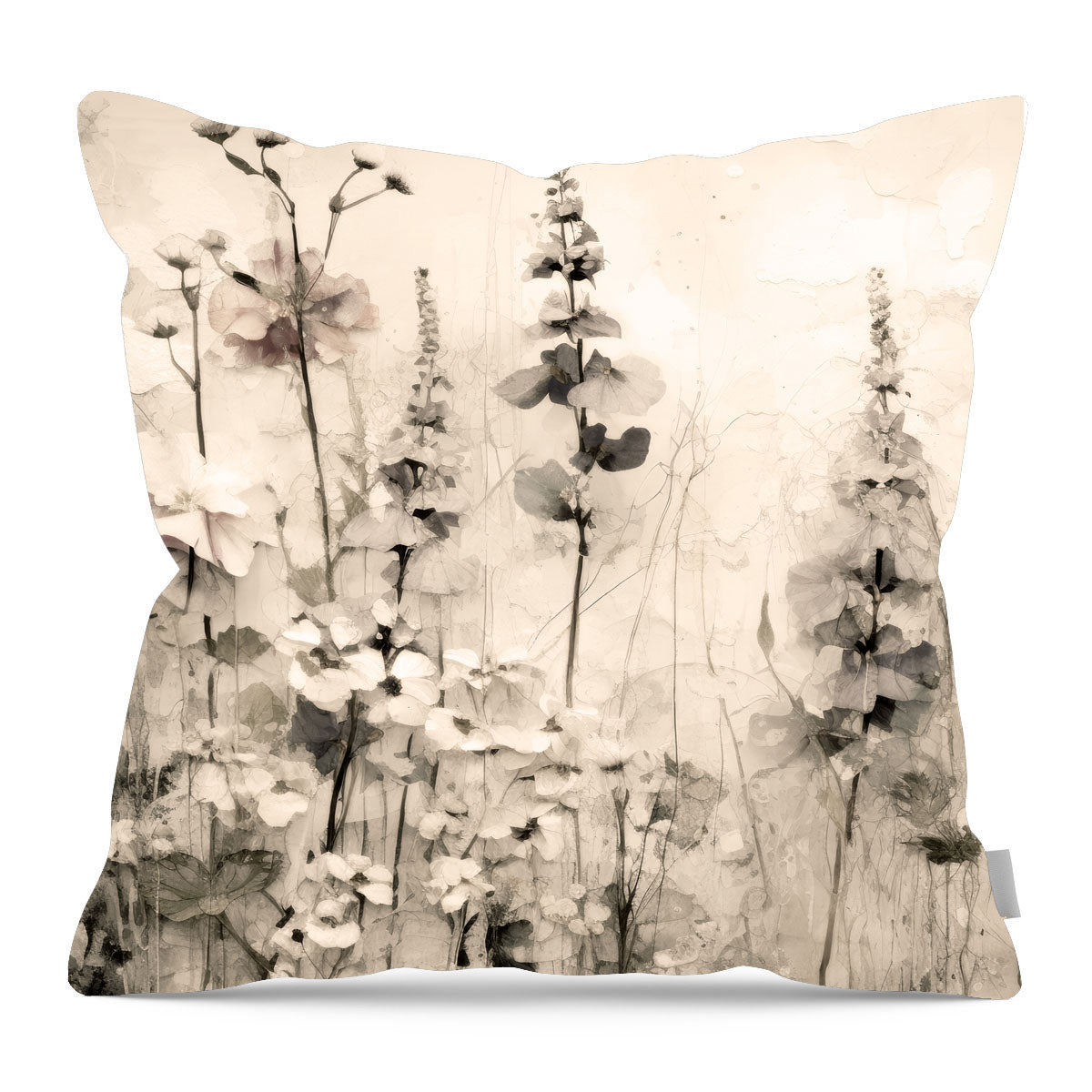 Monochrome flowers 1 - Pillow