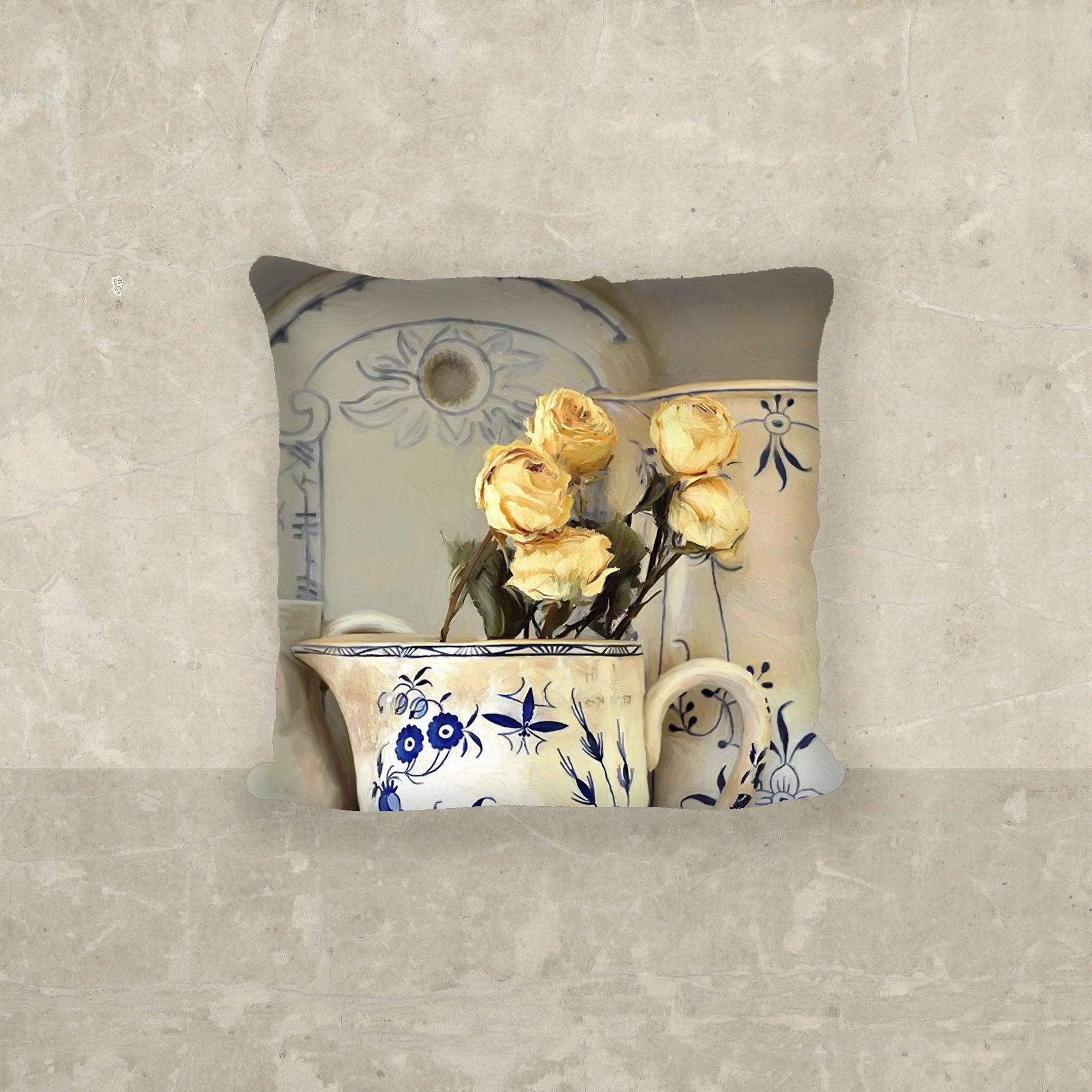 Yellow Roses in vase - Pillow