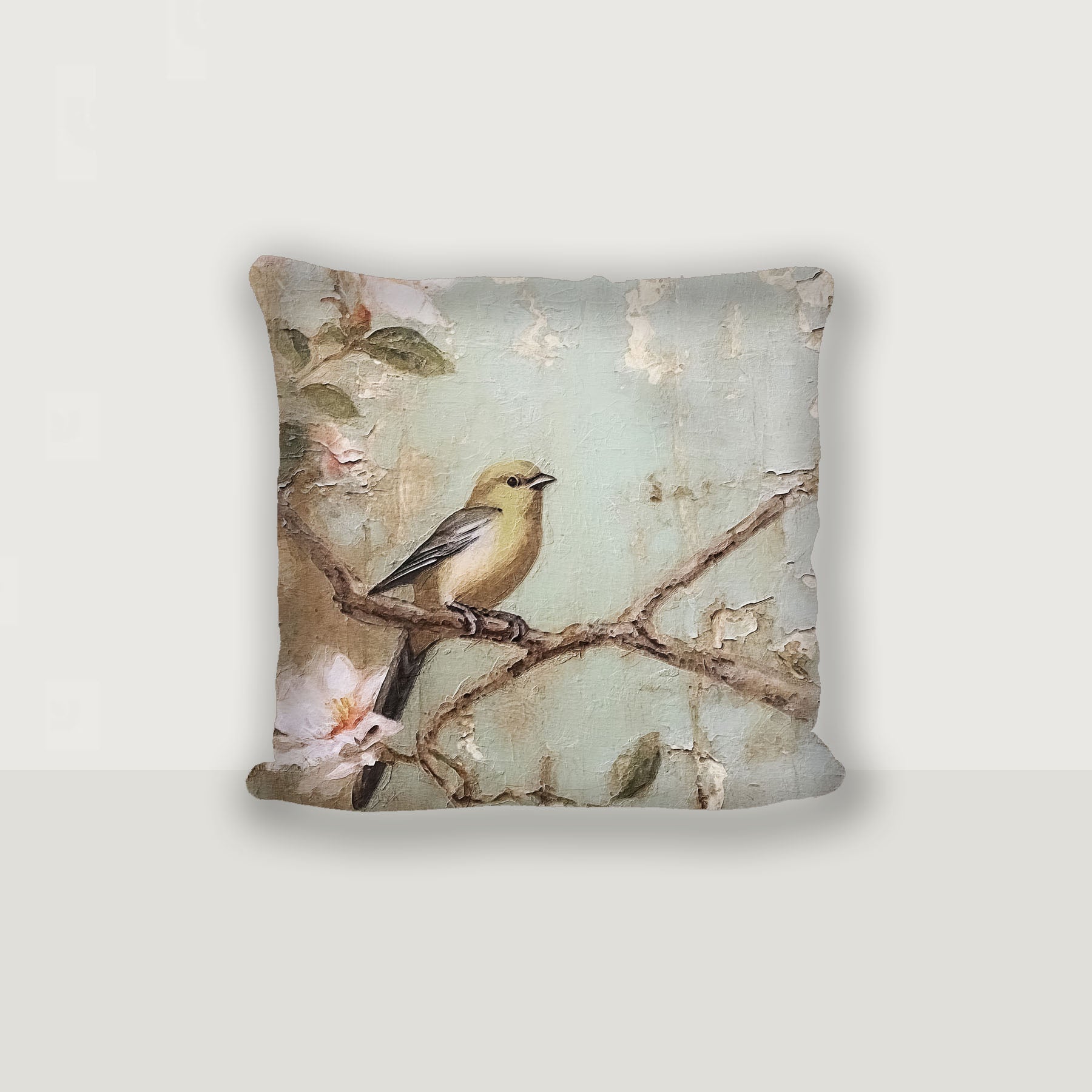 Yellow bird on branch - Pillow