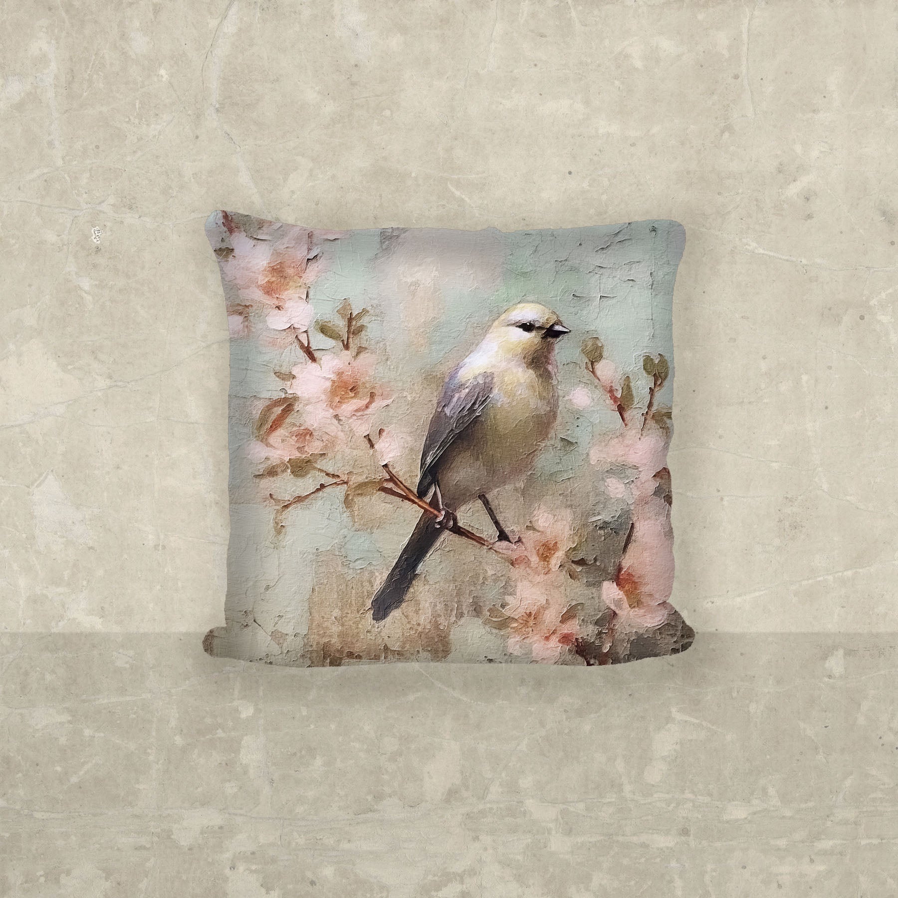 Yellow bird with blue wings - Pillow