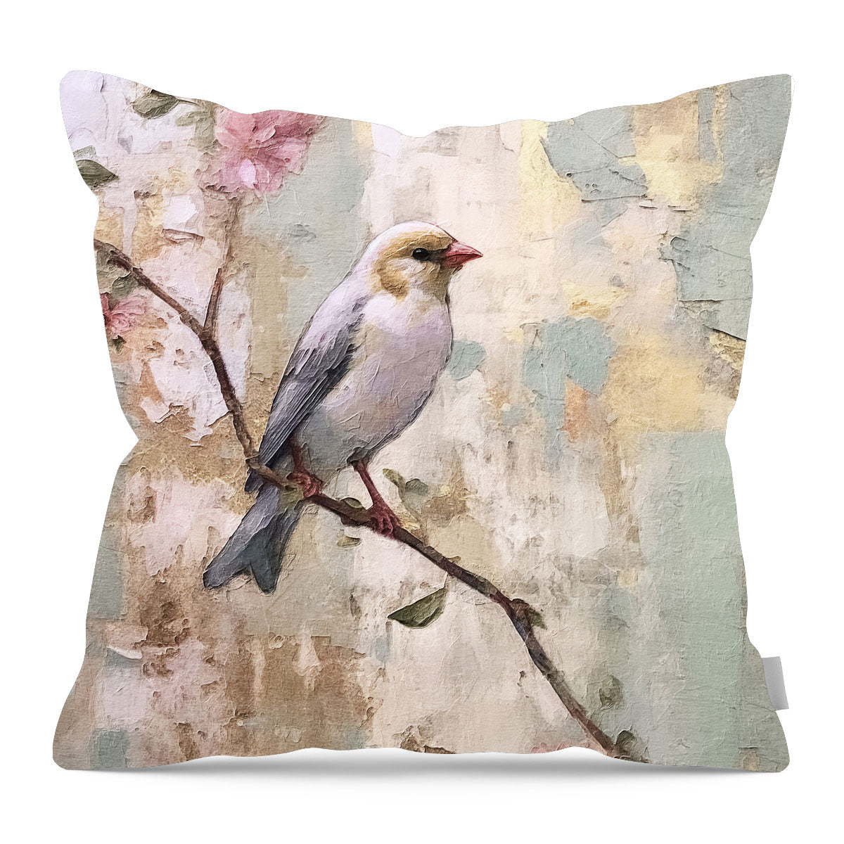 White bird with blue wings - Pillow