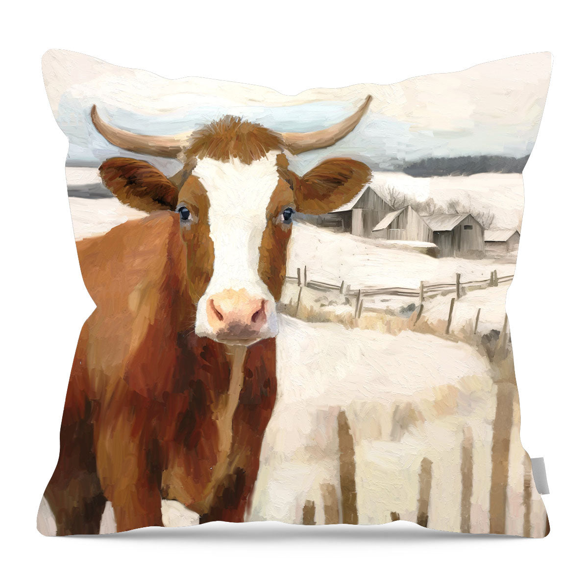 Cow near Fence - Pillow